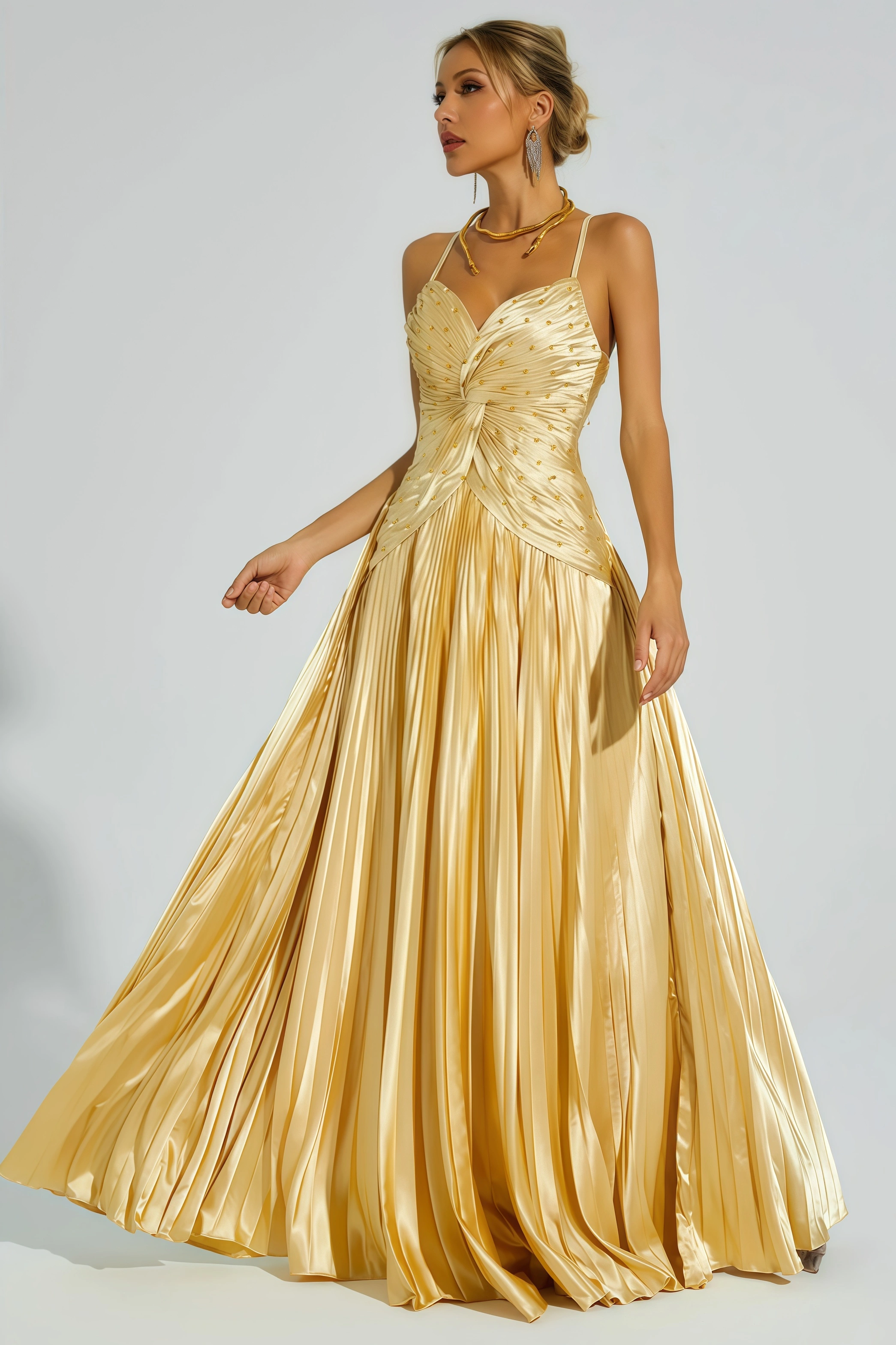 Saga Gold Beaded Maxi Slip Dress