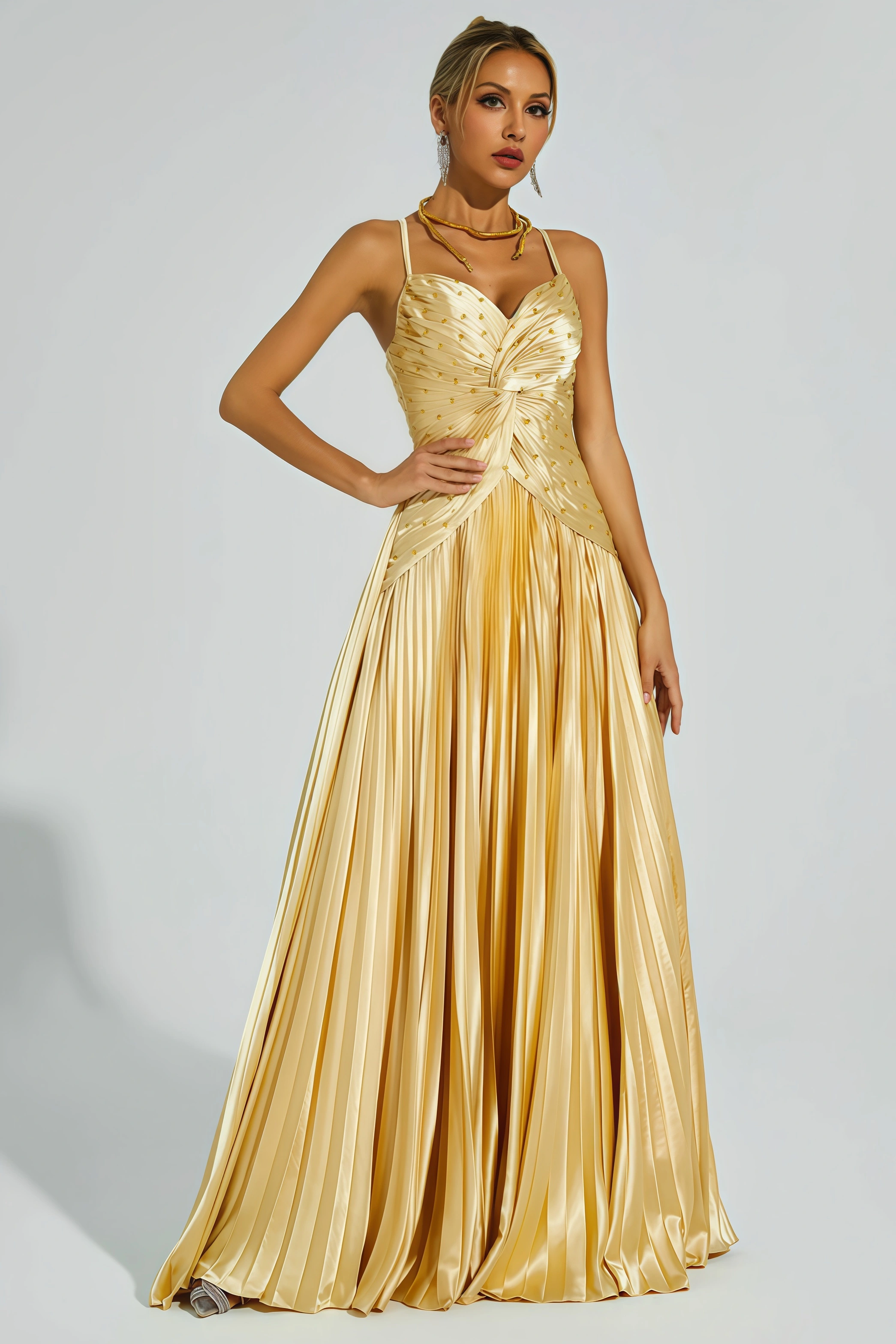 Saga Gold Beaded Maxi Slip Dress