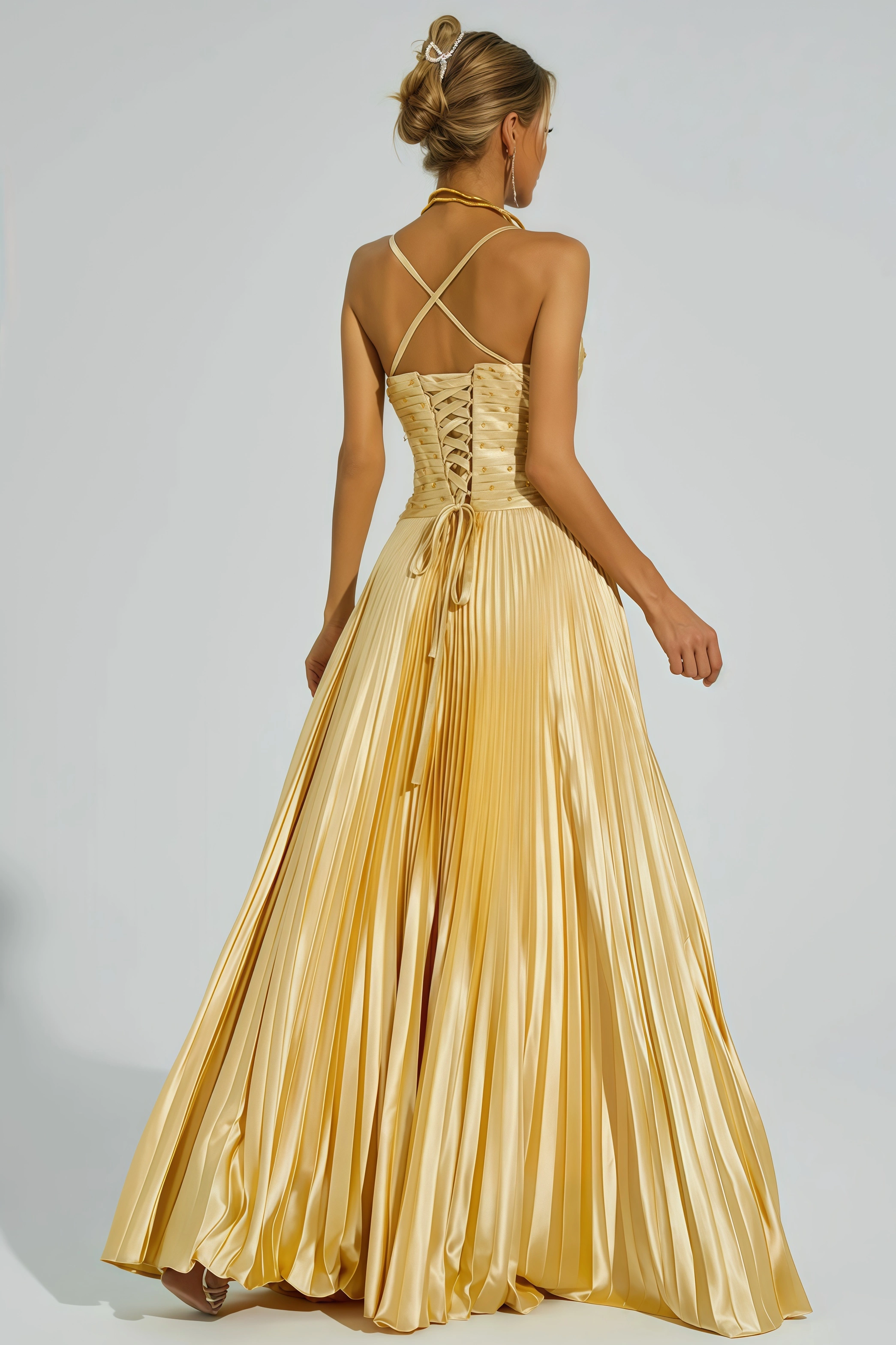 Saga Gold Beaded Maxi Slip Dress