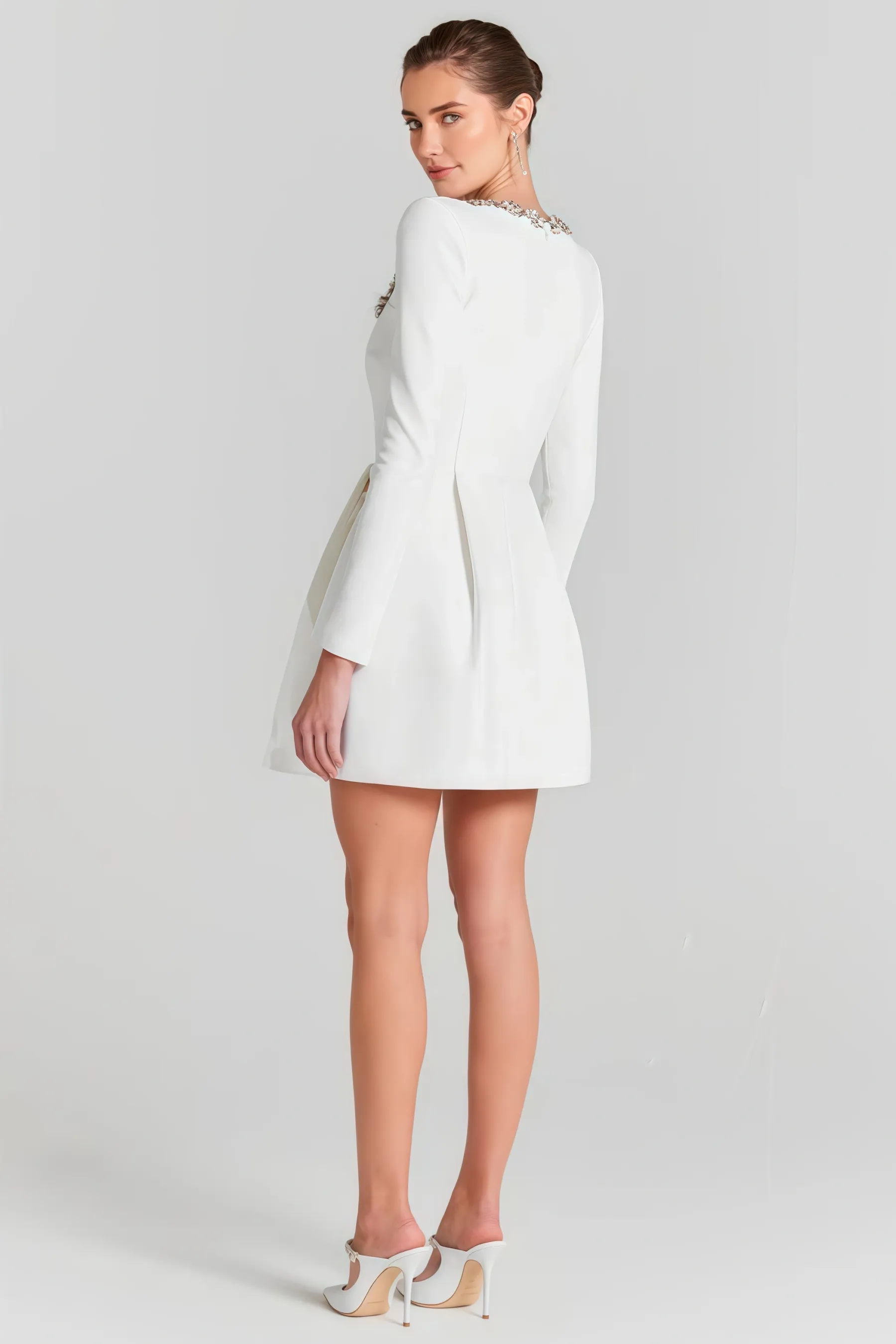 Helene Square Neck Long Sleeve Mini Dress