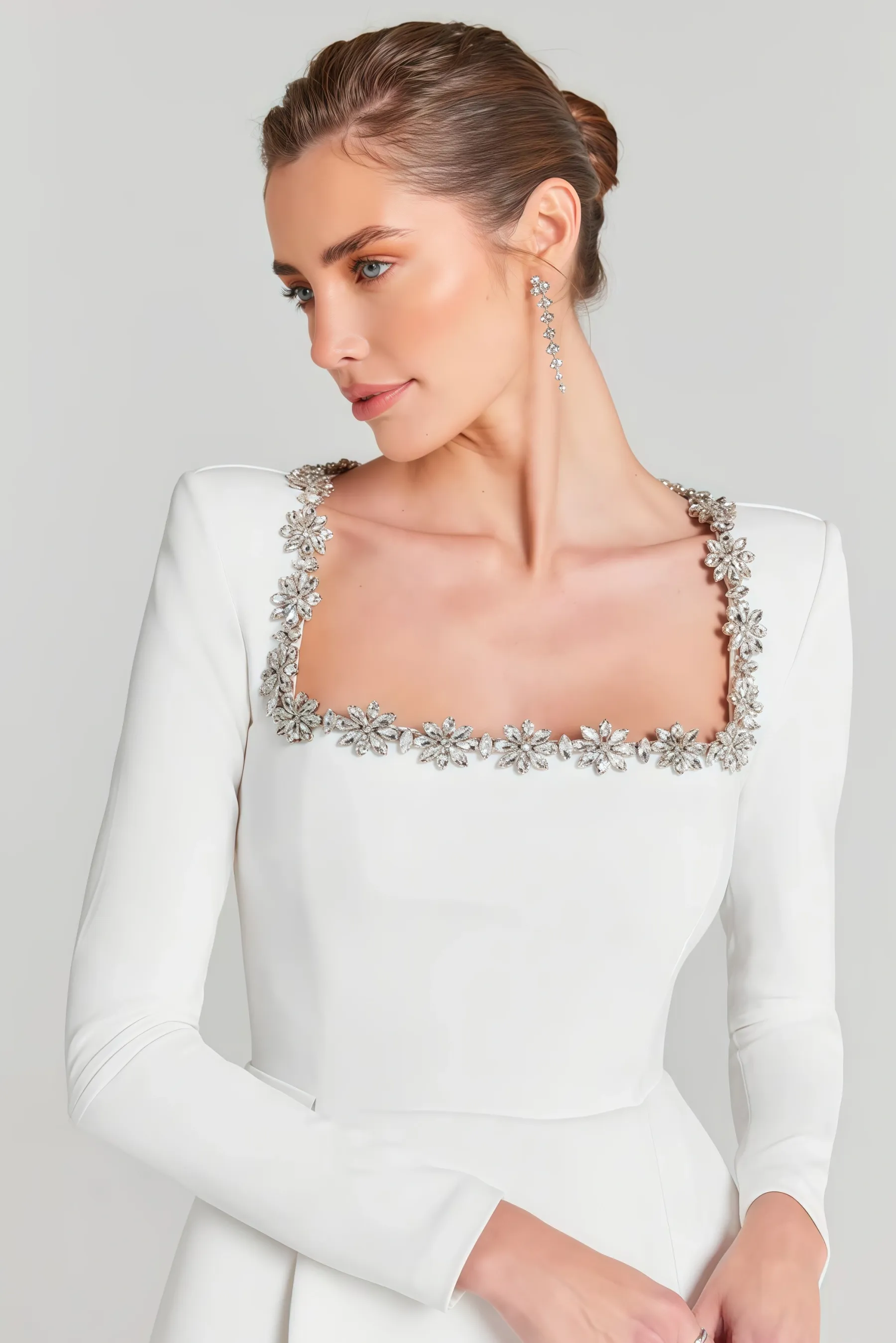 Helene Square Neck Long Sleeve Mini Dress