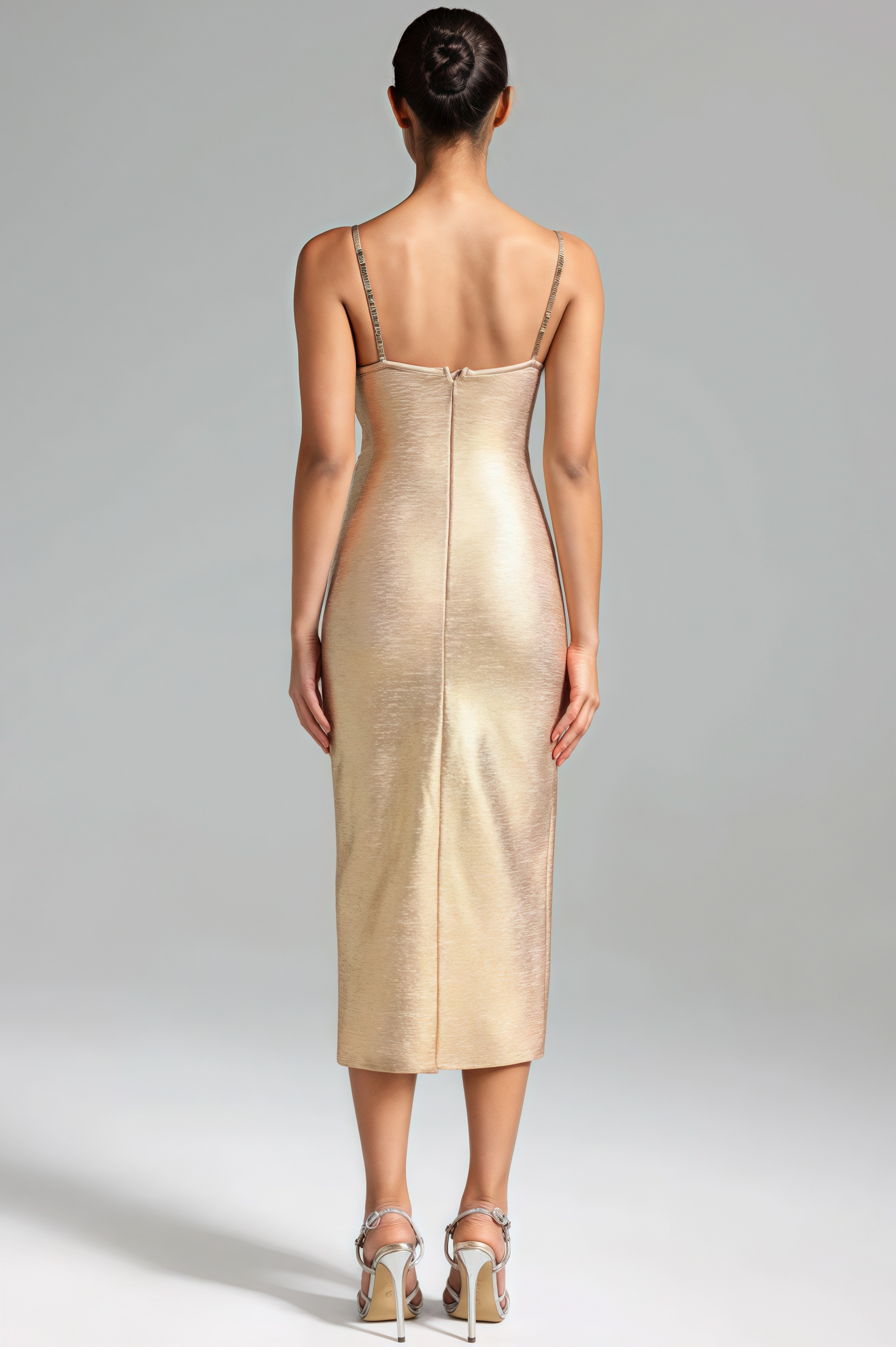 Alistair Pearls Cut Out Slit Midi Dress