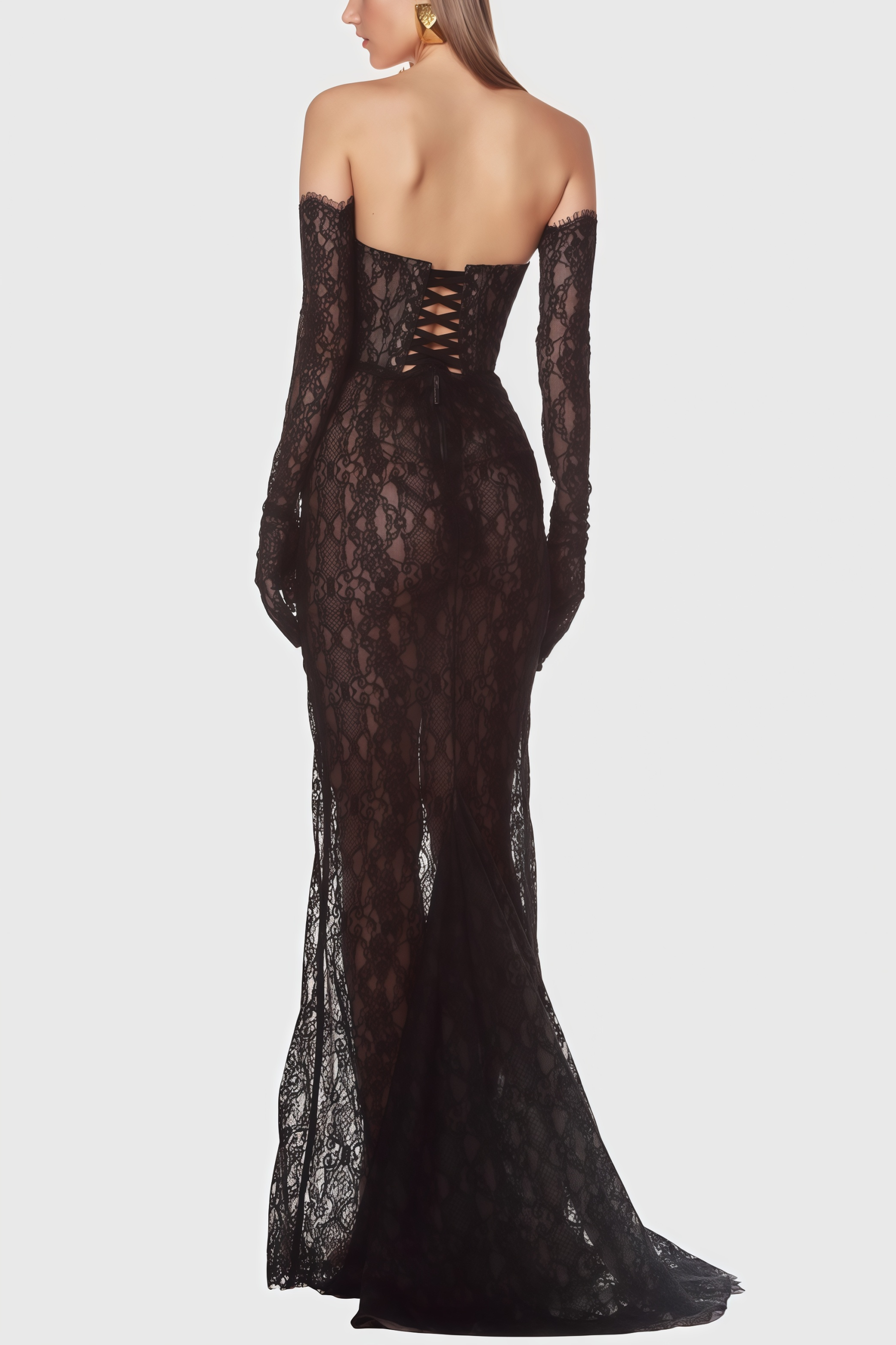 Lyrik Lace Backless Fishtail Maxi Dress