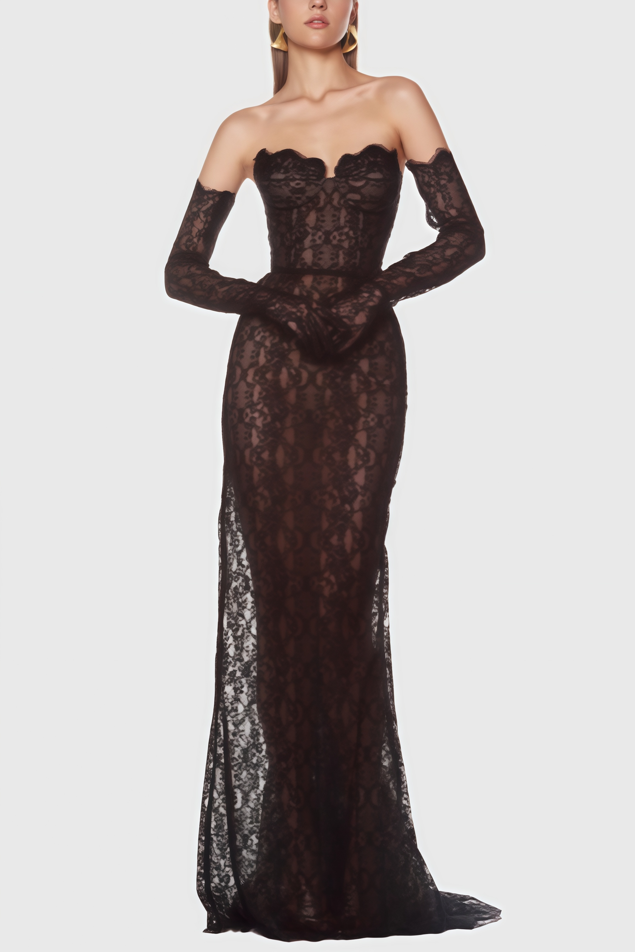 Lyrik Lace Backless Fishtail Maxi Dress