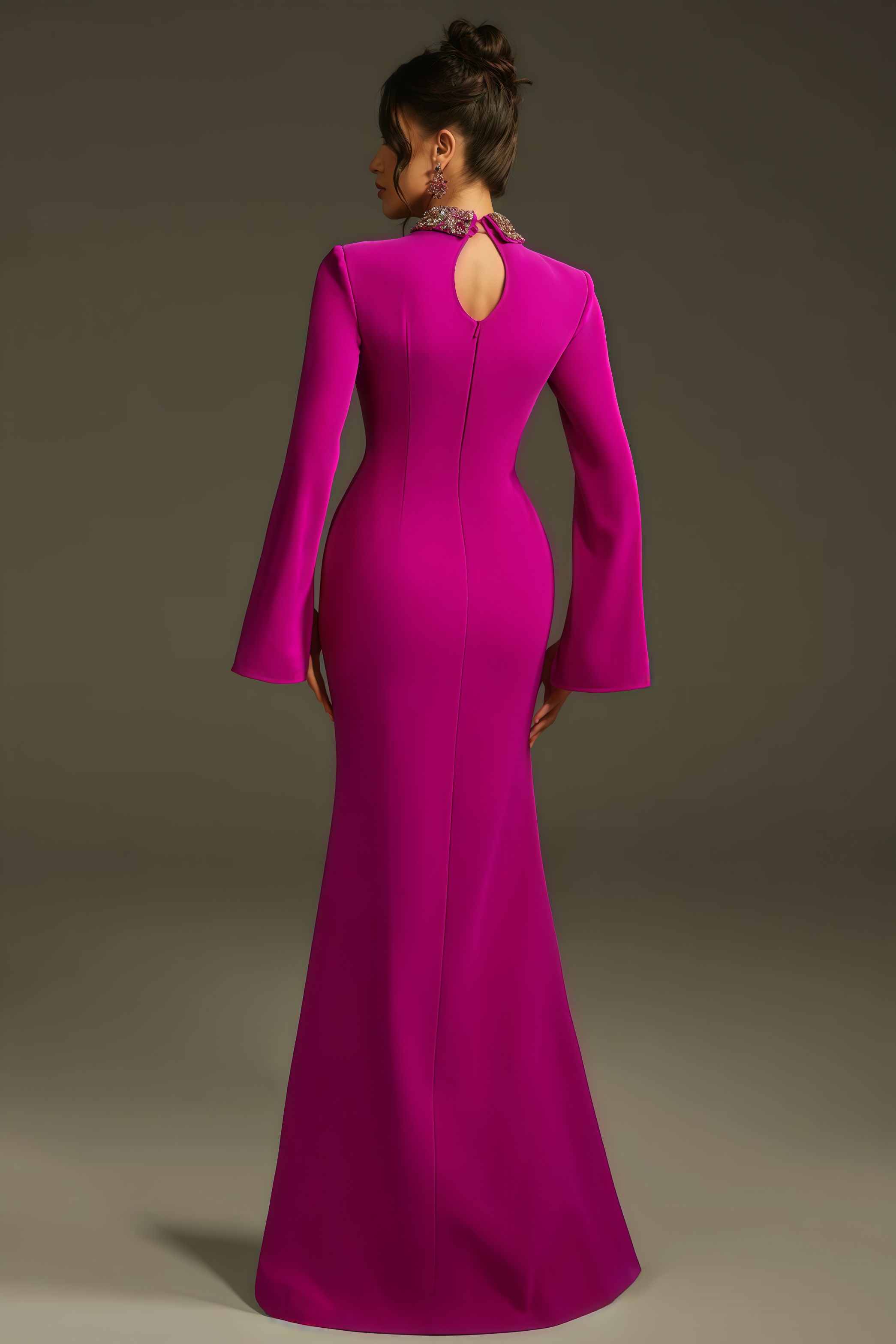 Lamya Purple Cape Sleeve Cutout Maxi Dress