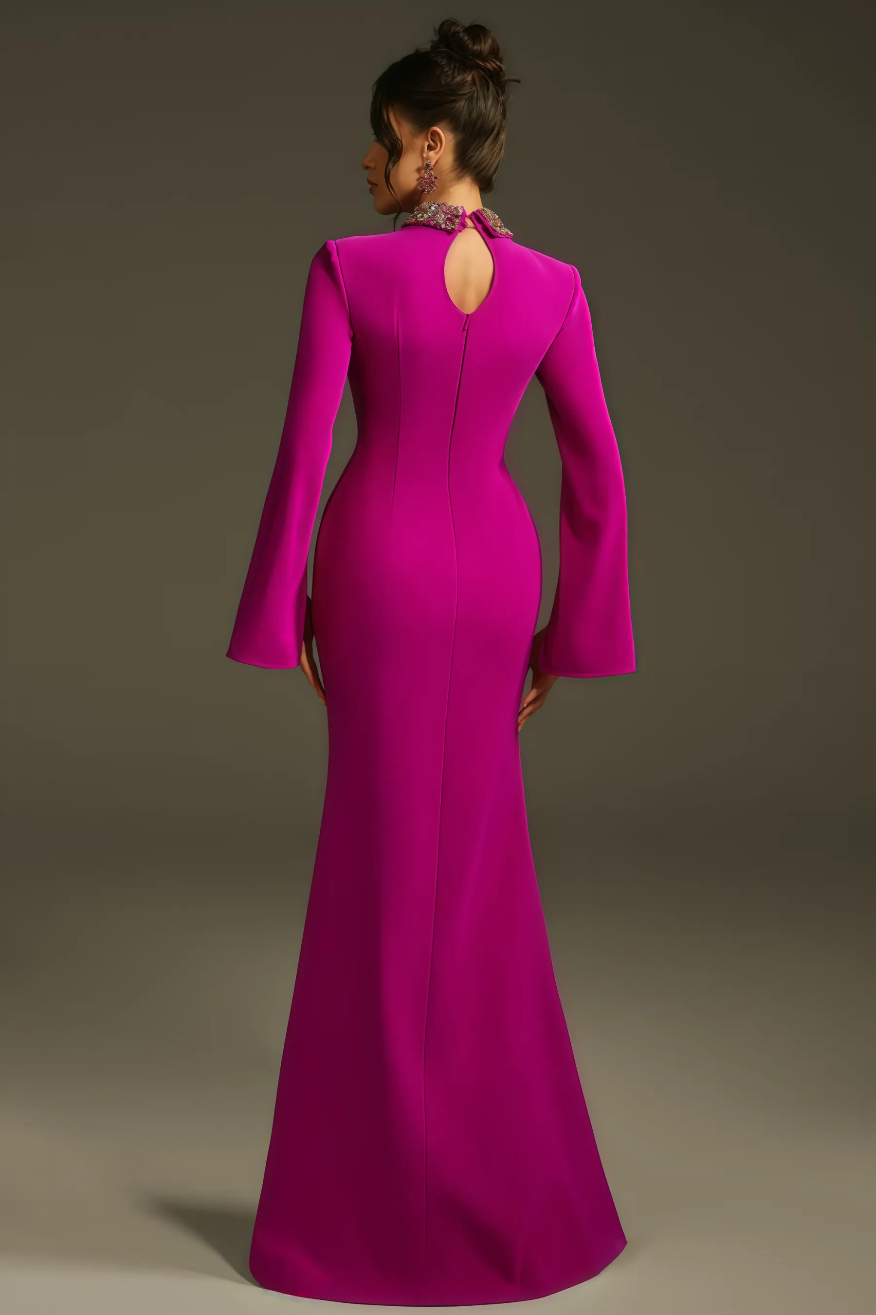 Lamya Purple Cape Sleeve Cutout Maxi Dress