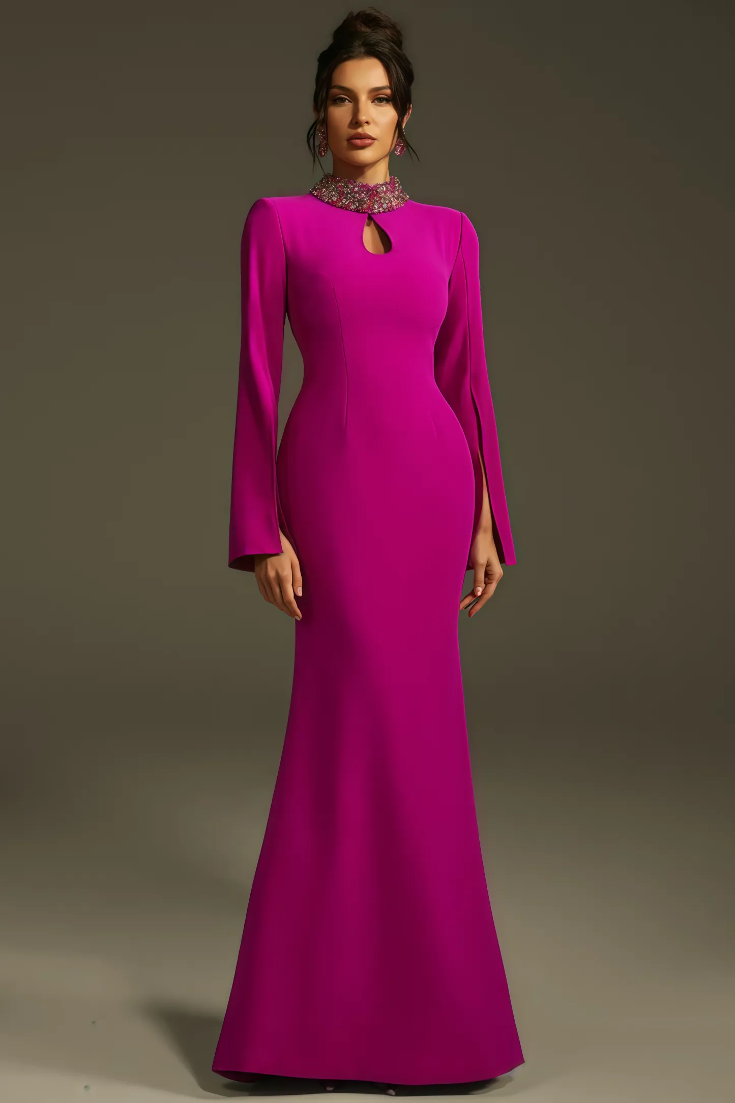 Lamya Purple Cape Sleeve Cutout Maxi Dress