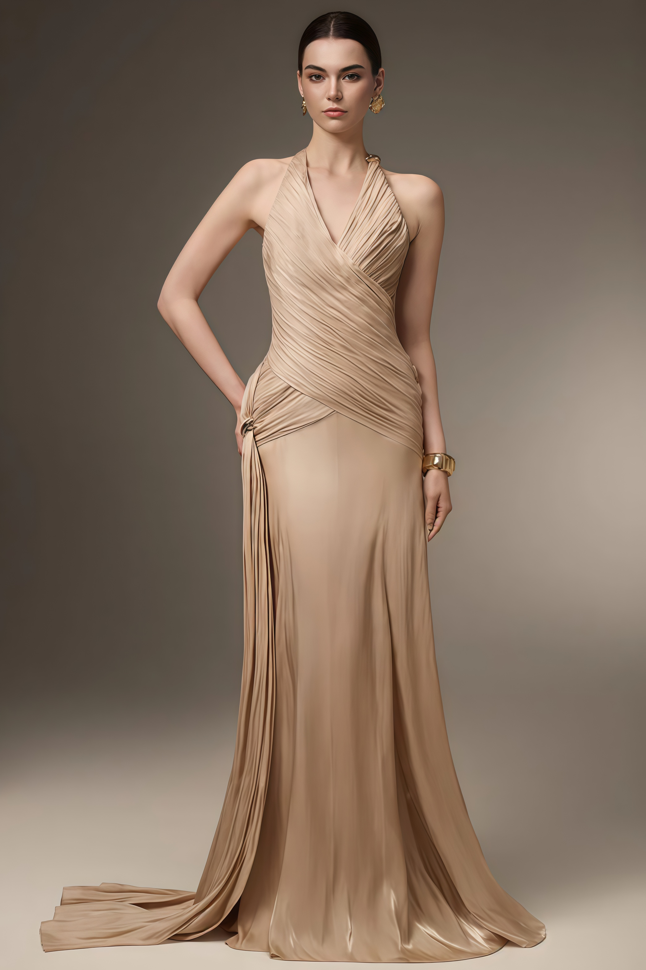 Pavoty Halter Neck High Waist Maxi Dress