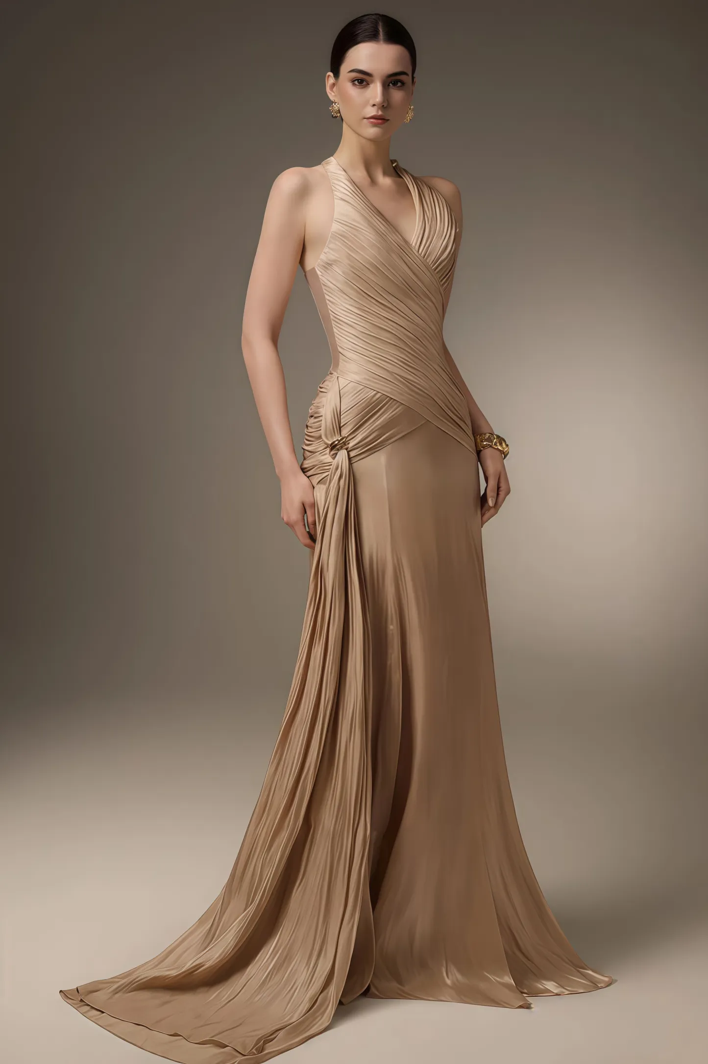 Pavoty Halter Neck High Waist Maxi Dress