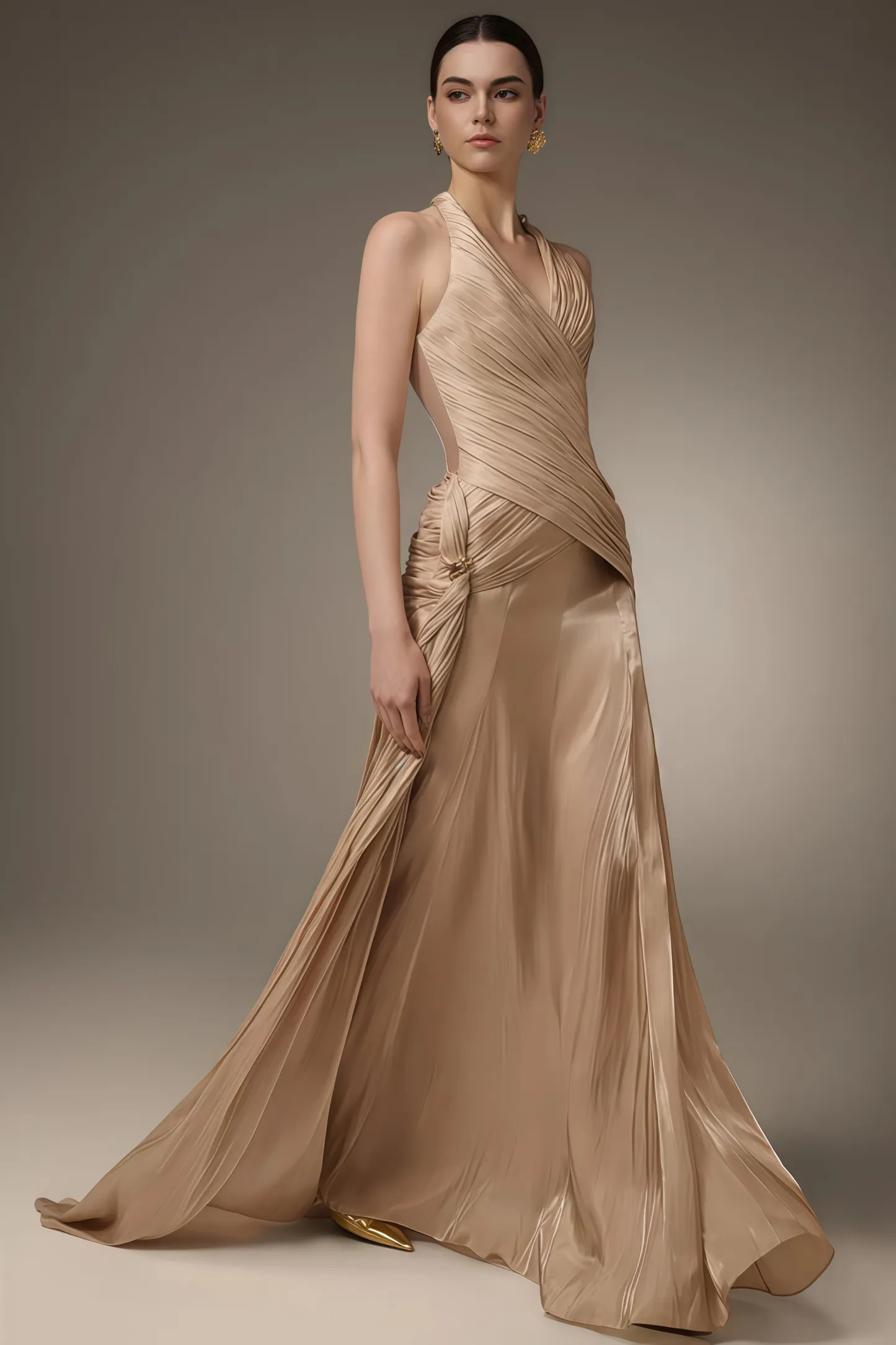Pavoty Halter Neck High Waist Maxi Dress
