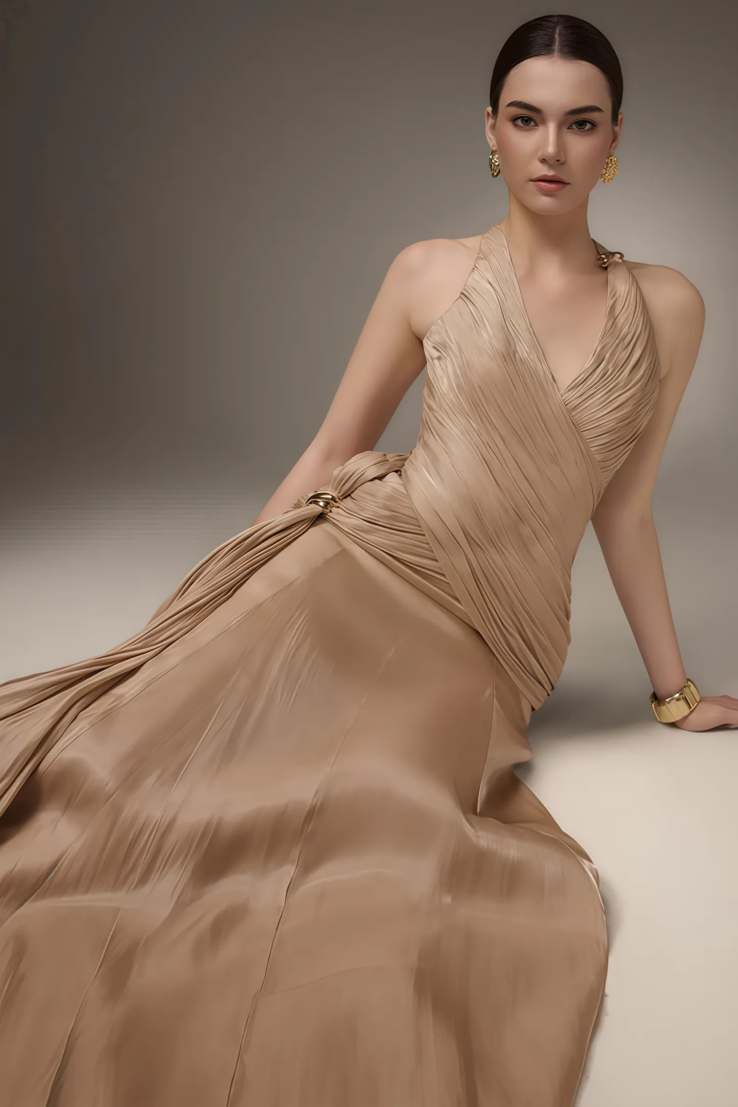 Pavoty Halter Neck High Waist Maxi Dress