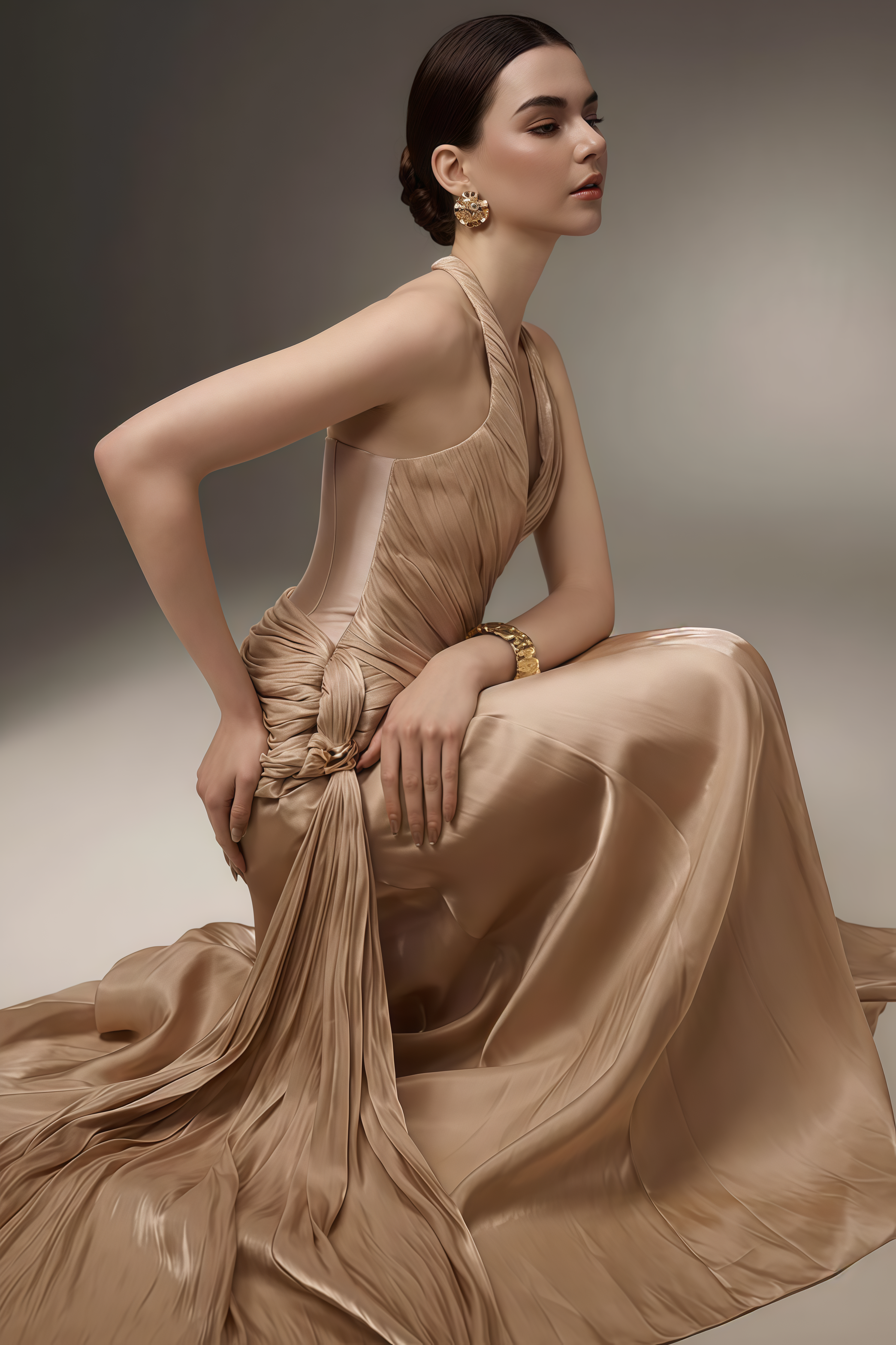 Pavoty Halter Neck High Waist Maxi Dress