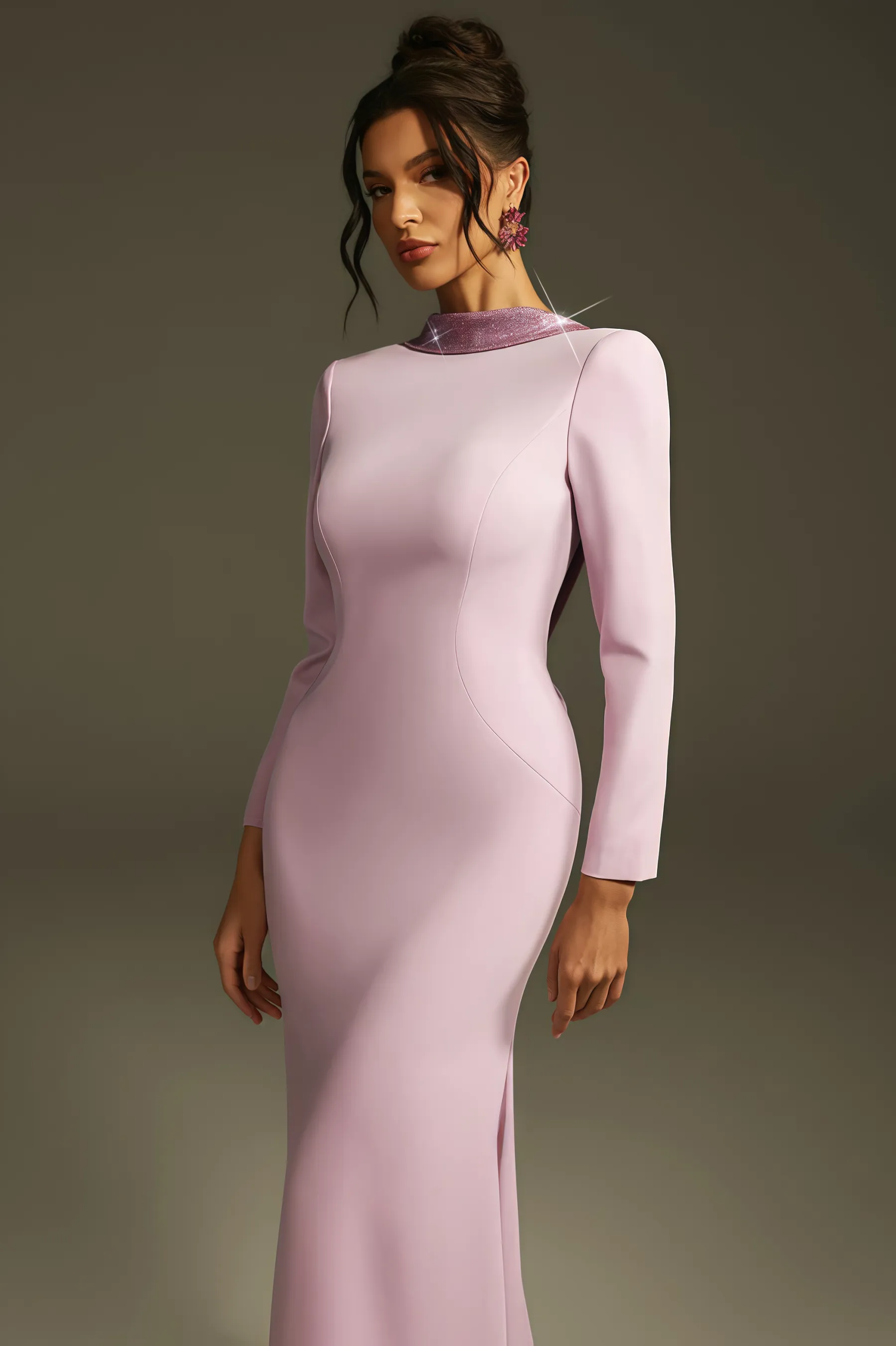 Taryke Backless Rhinestone Flower Maxi Dress
