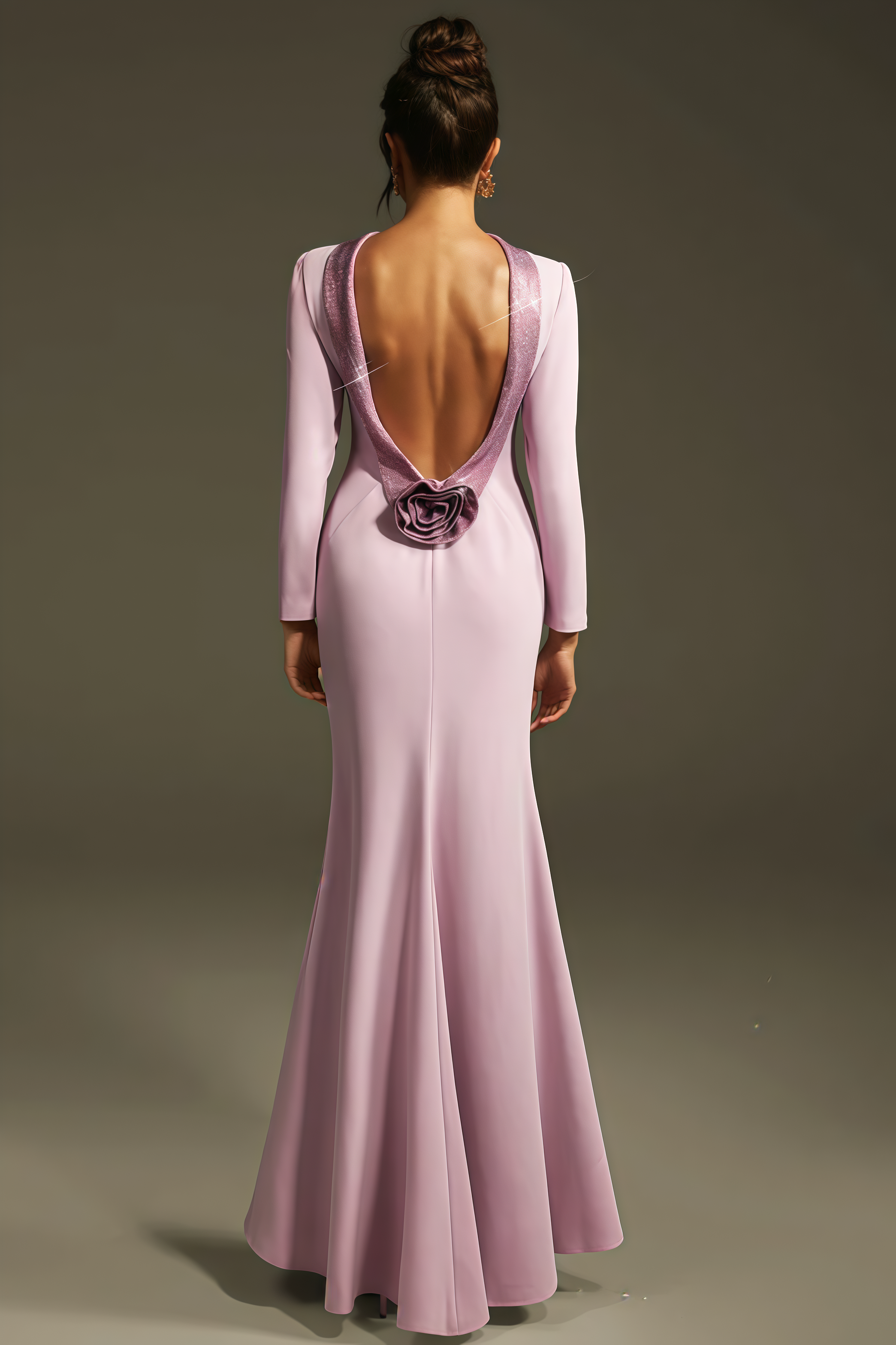 Taryke Backless Rhinestone Flower Maxi Dress