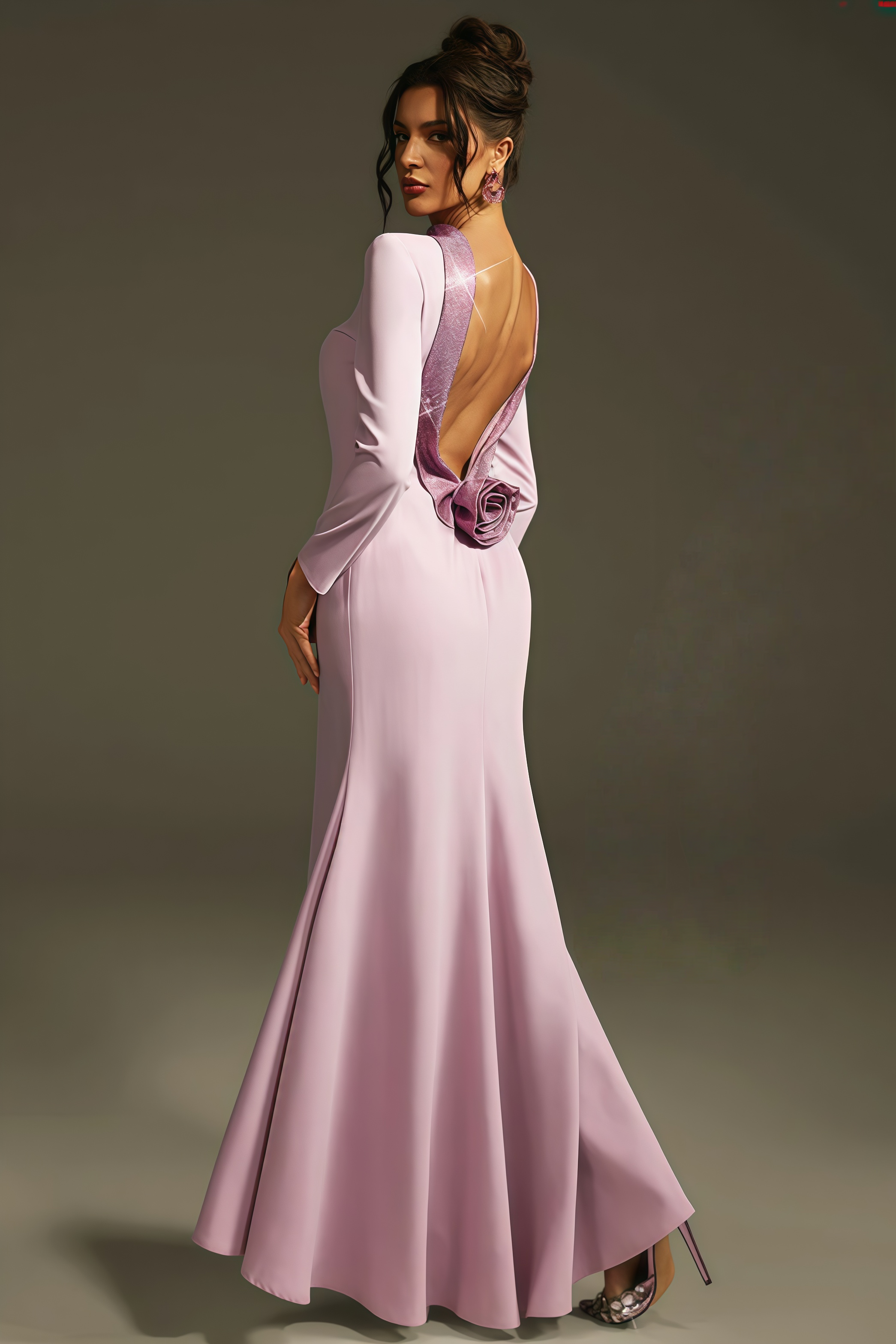 Taryke Backless Rhinestone Flower Maxi Dress