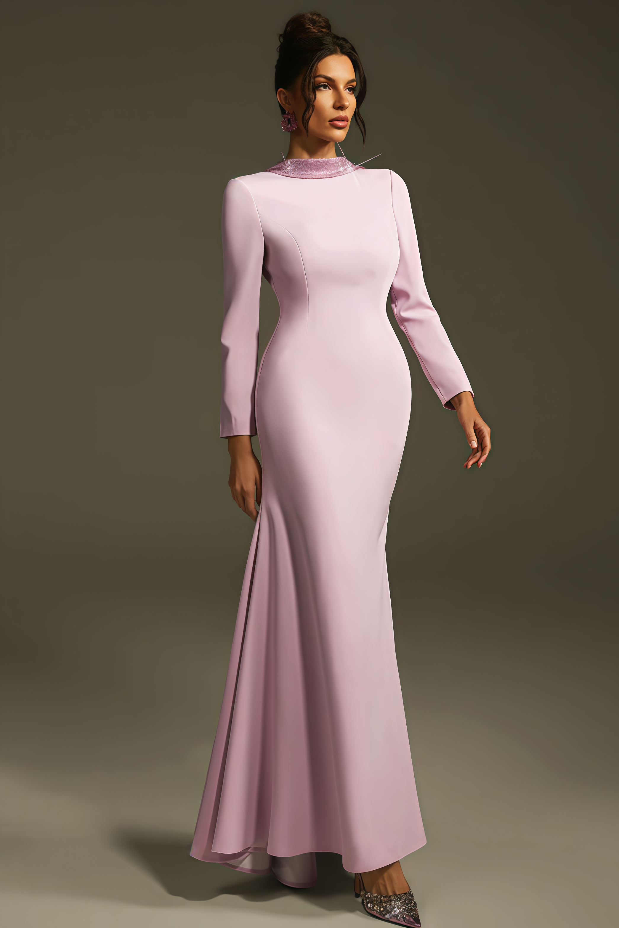 Taryke Backless Rhinestone Flower Maxi Dress