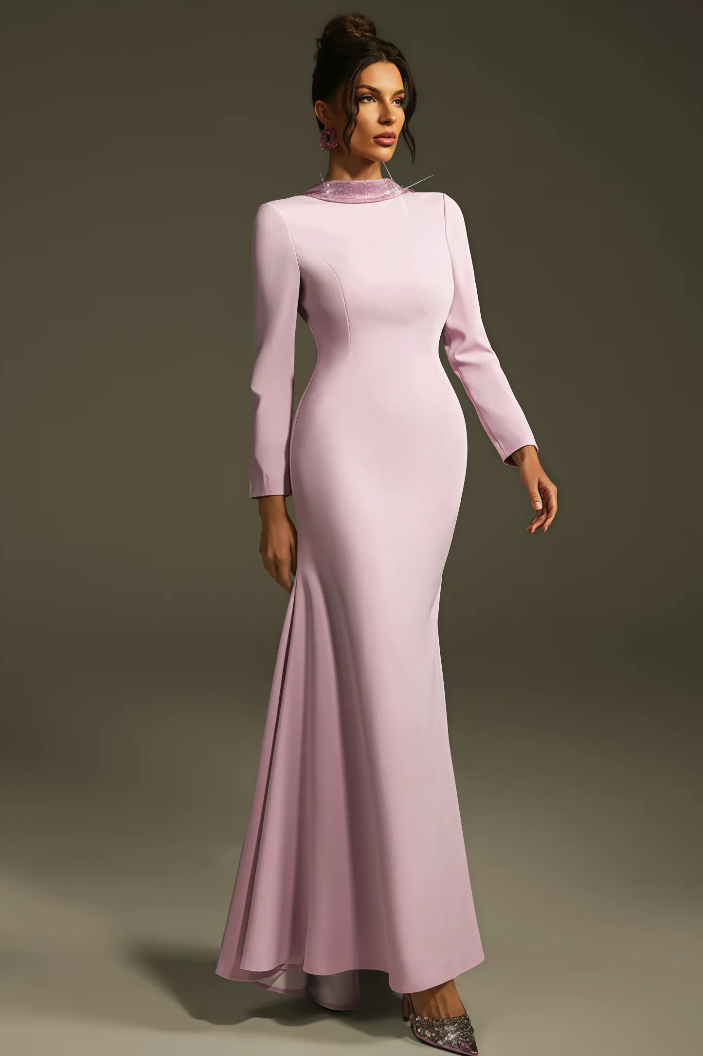 Taryke Backless Rhinestone Flower Maxi Dress