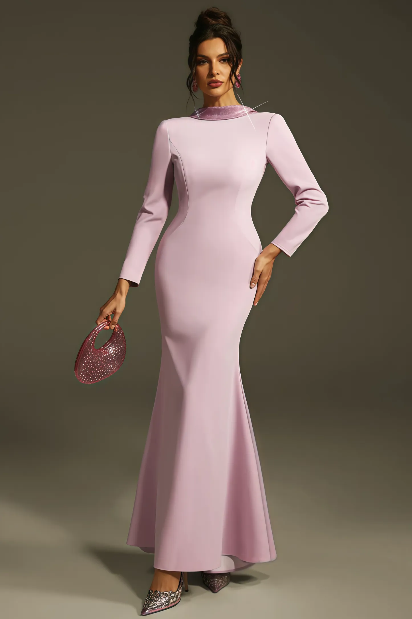Taryke Backless Rhinestone Flower Maxi Dress