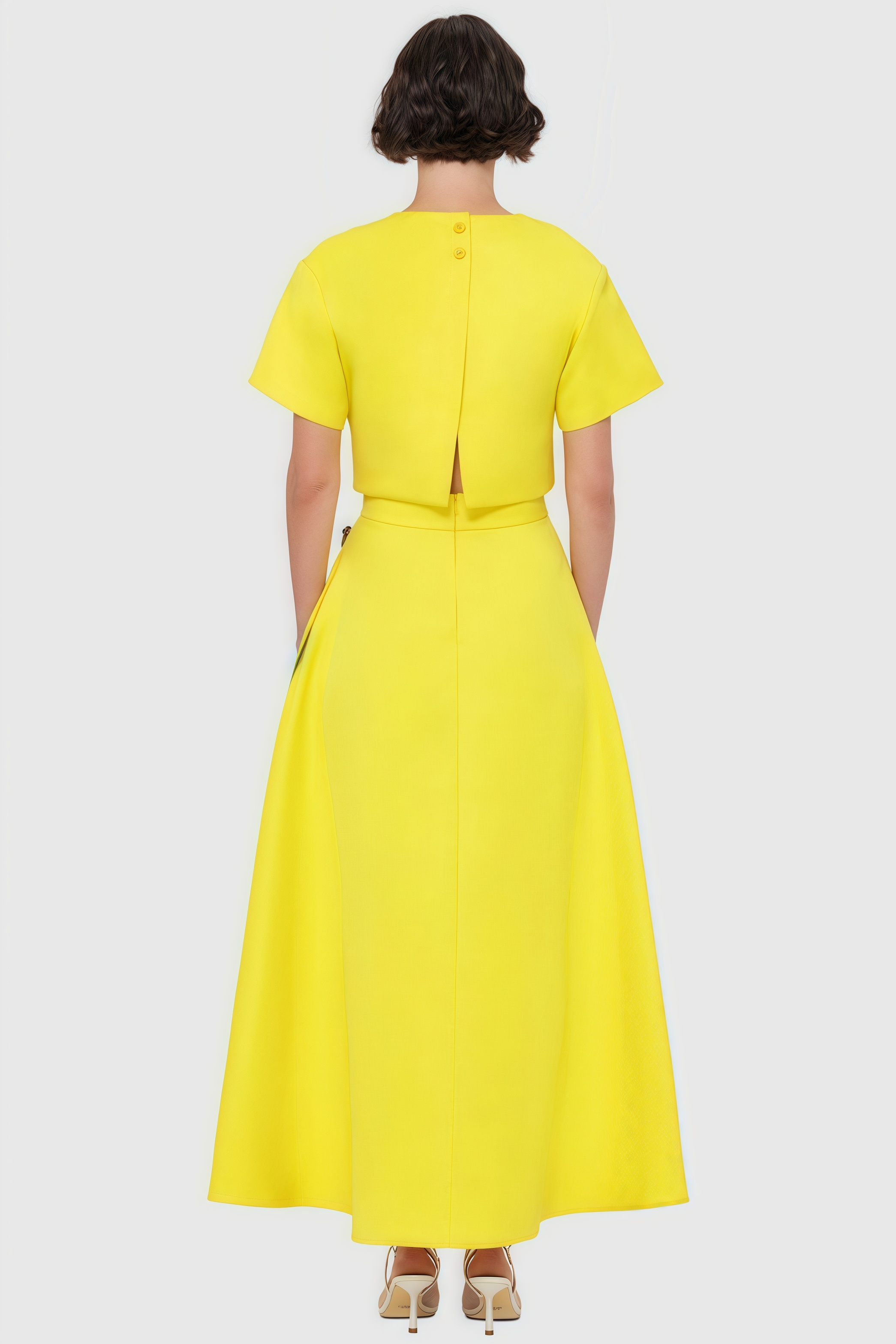 Hespet Yellow 3D Floral Maxi Dress Set