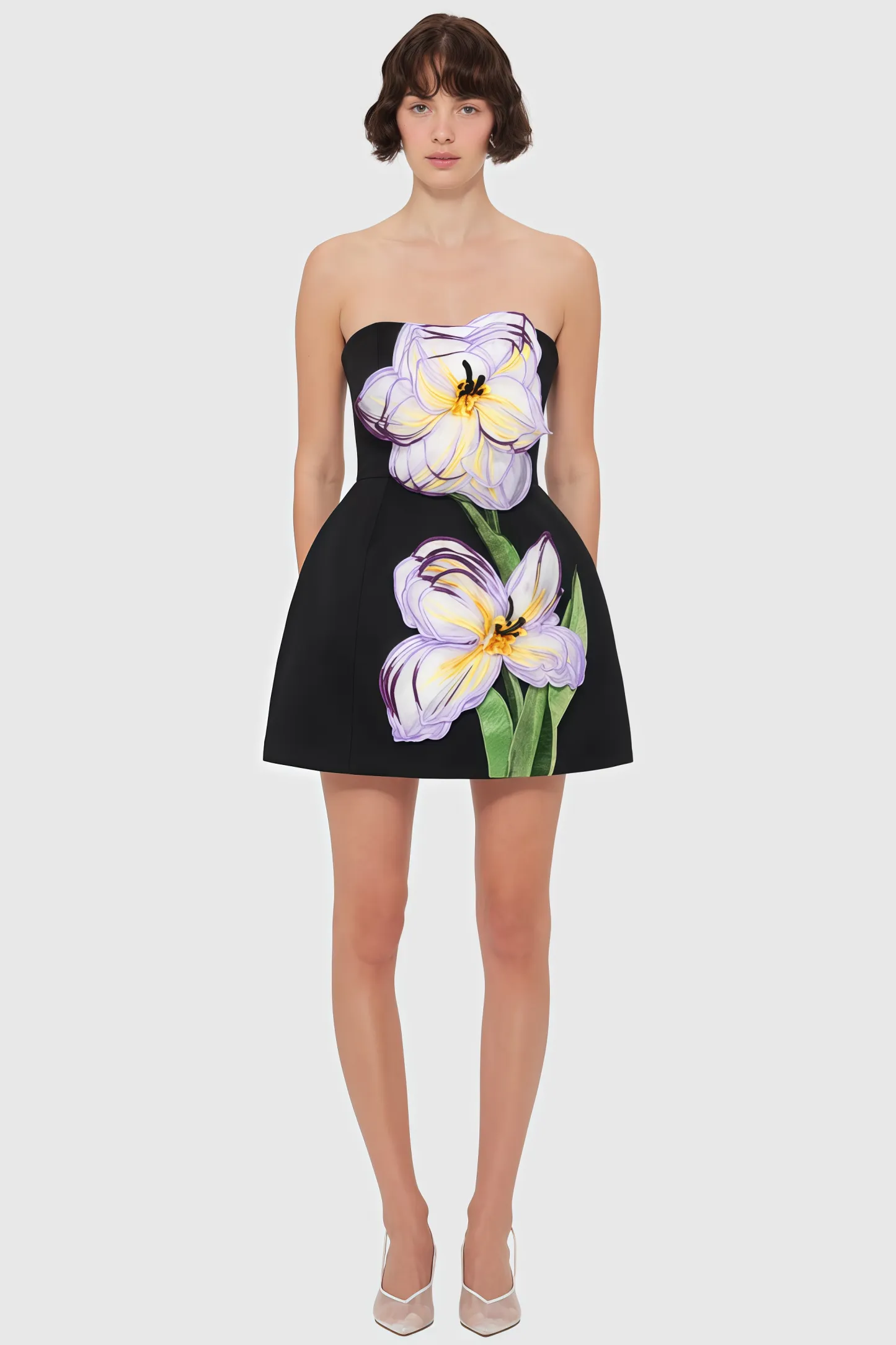 Fennl Black Floral Bustier Mini Dress