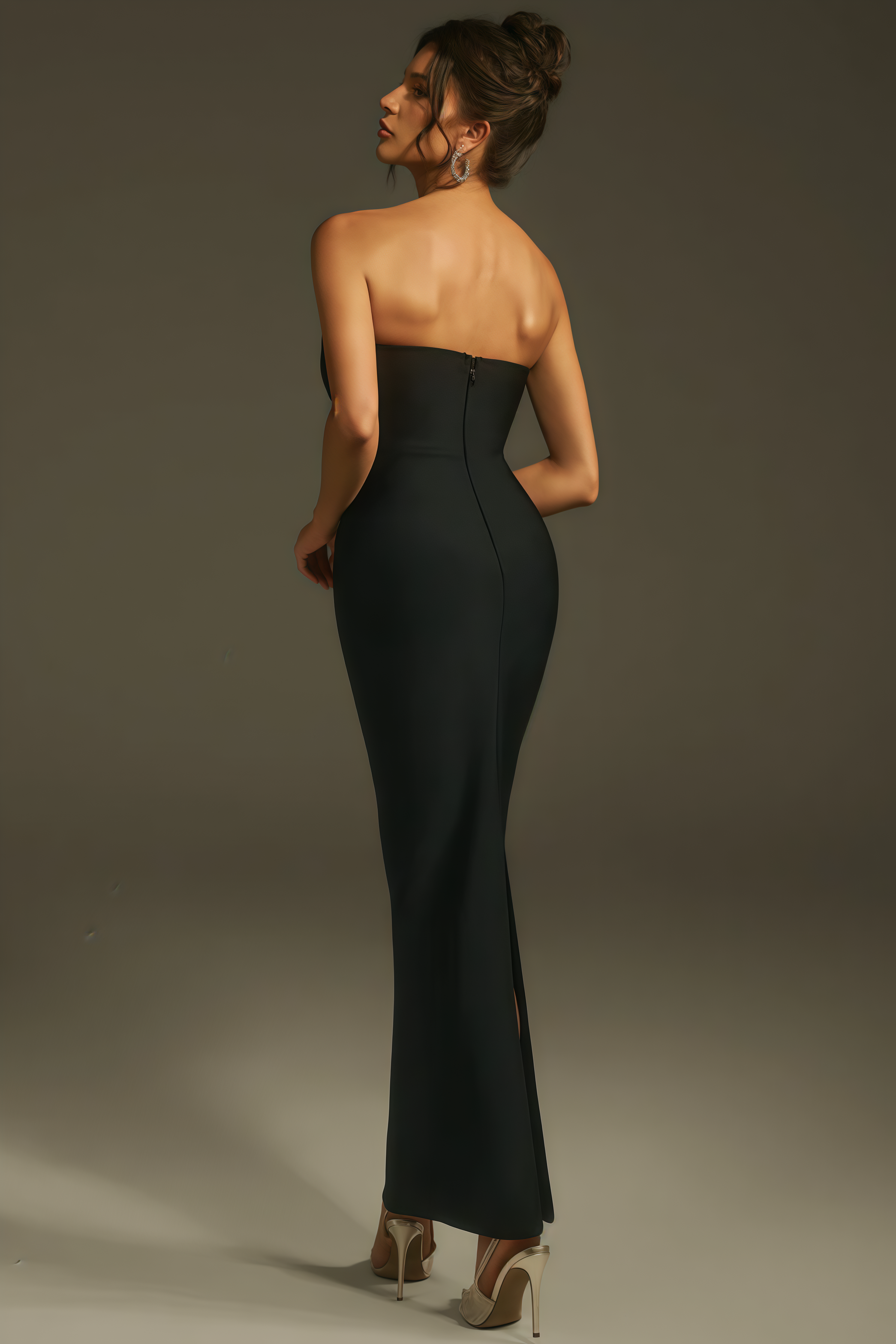 Zephil Strapless Crystal Bandage Maxi Dress