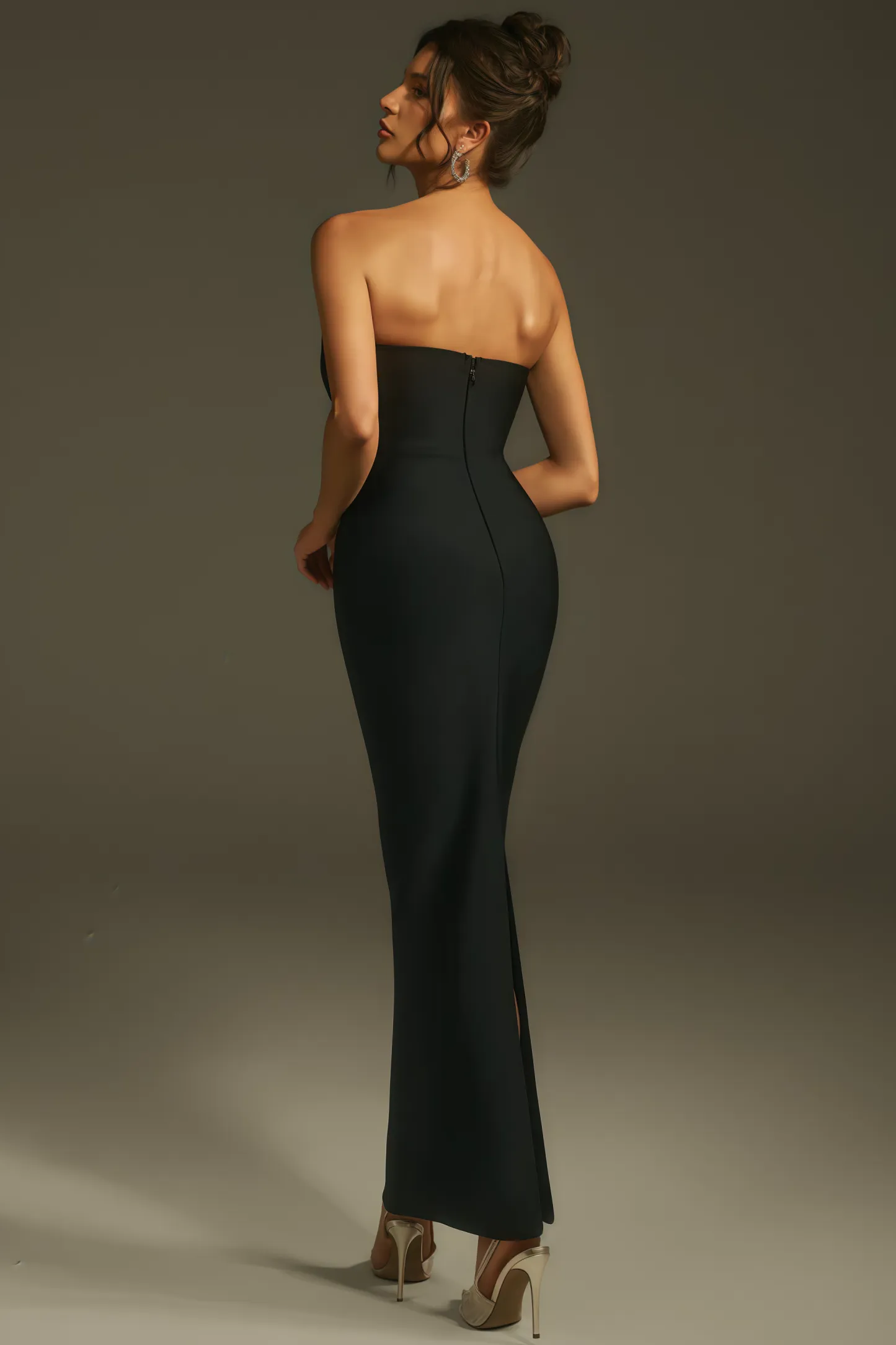 Zephil Strapless Crystal Bandage Maxi Dress