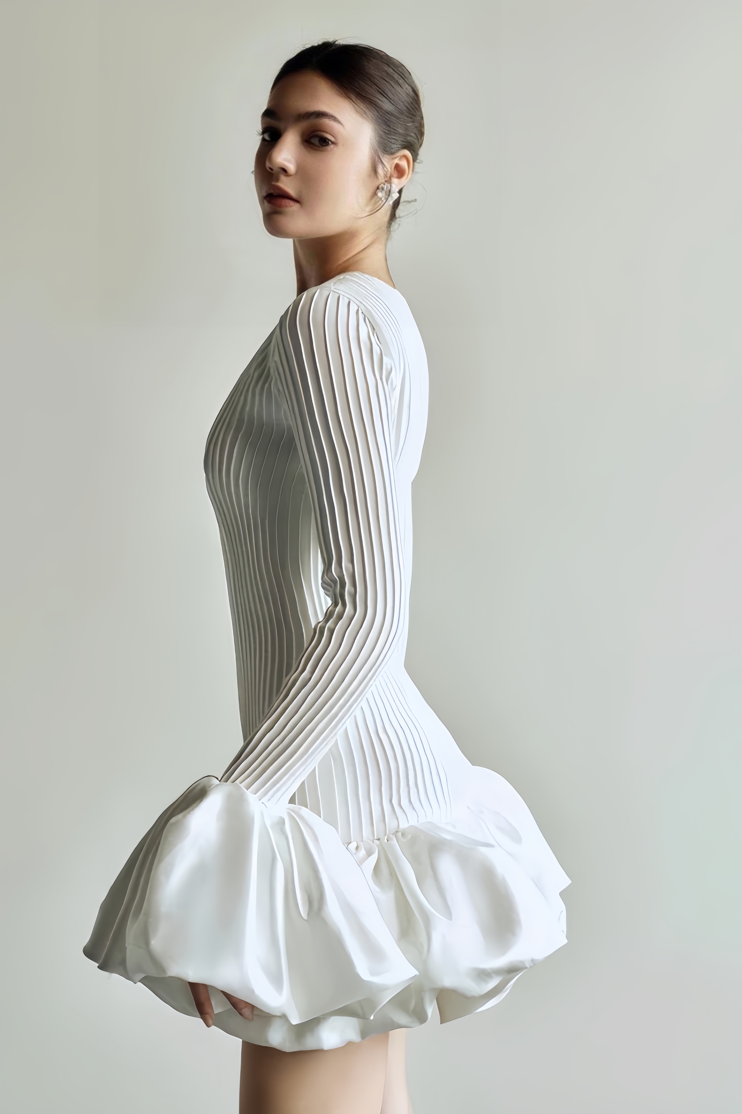 Vivia Flared Sleeve Pleated Mini Dress