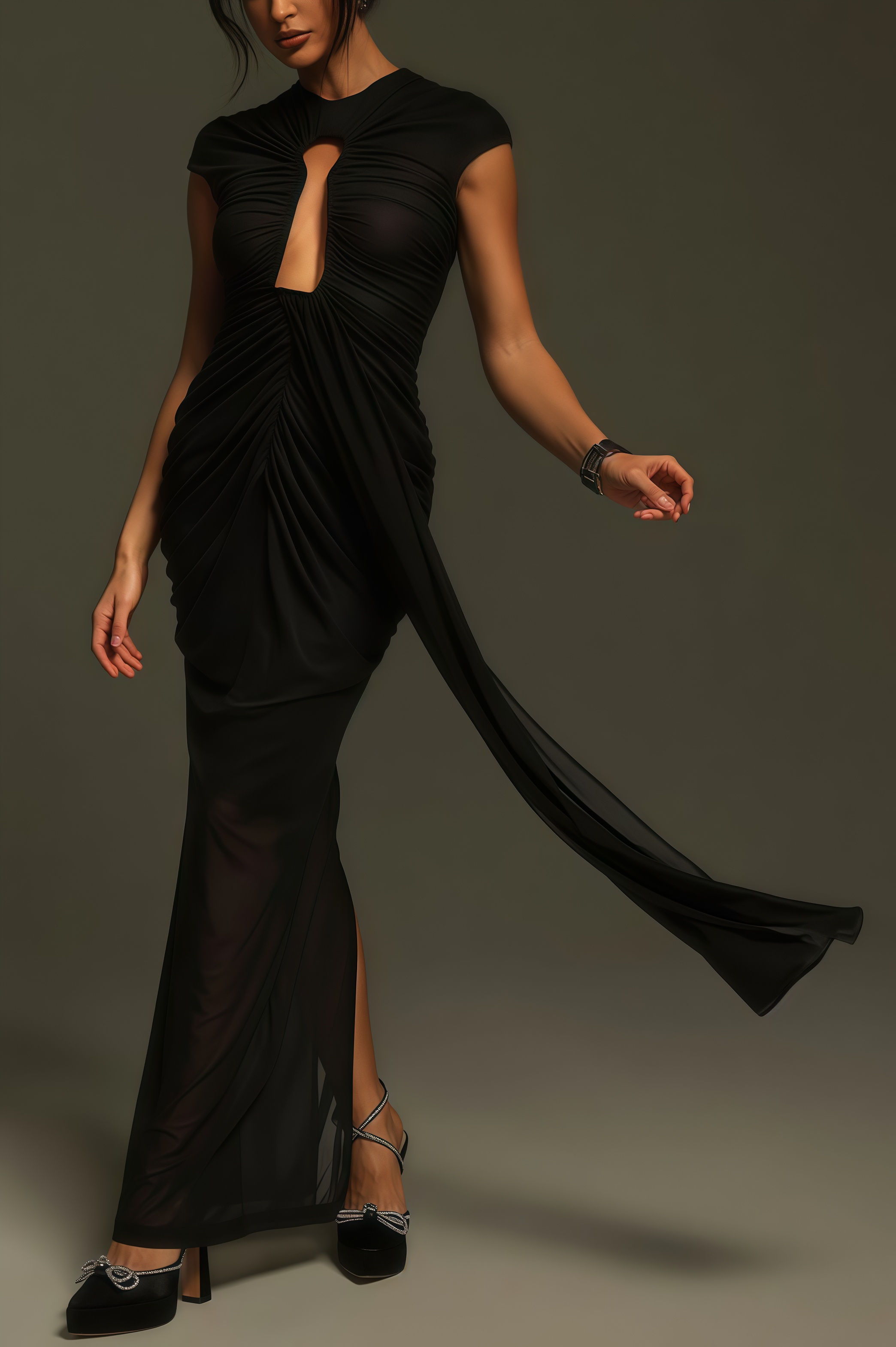 Reed Ruched Cutout Draped Maxi Dress