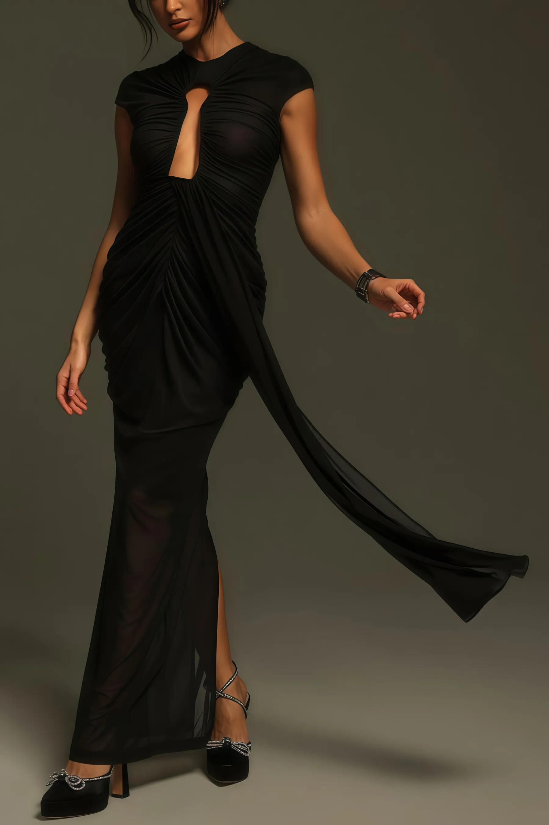 Reed Ruched Cutout Draped Maxi Dress