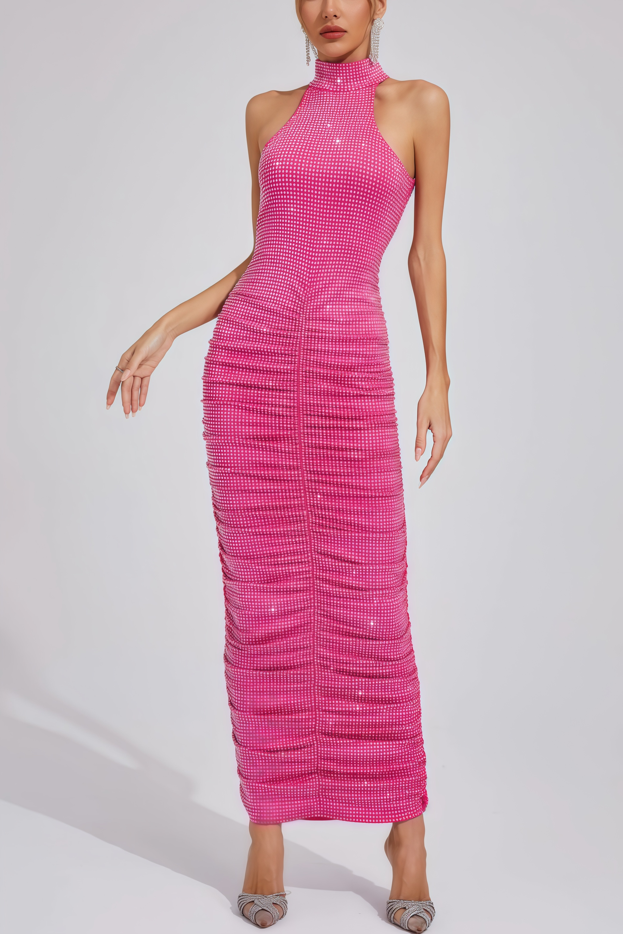 Jackea Rose Red Diamond Maxi Dress