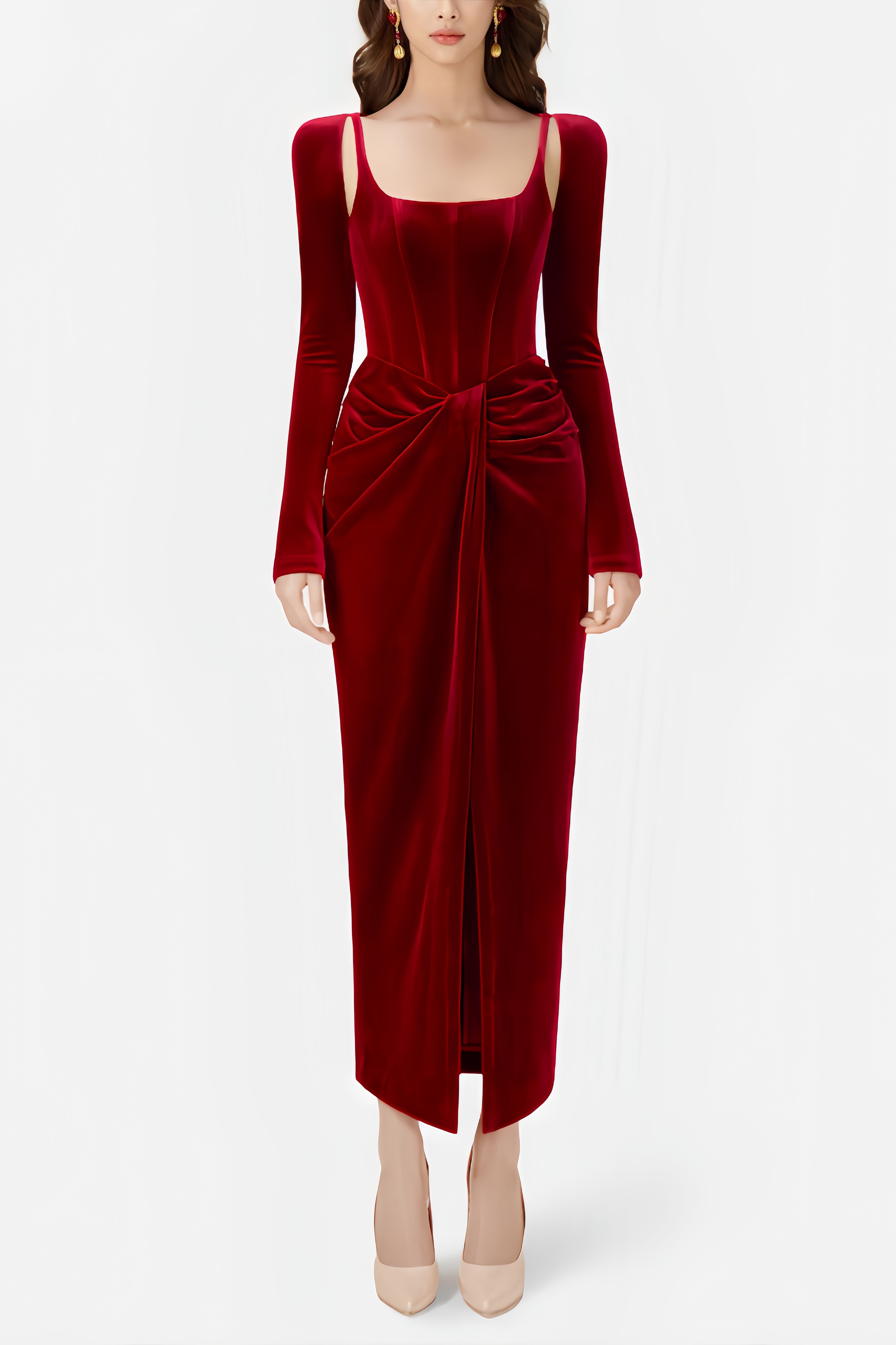 Bardou Pleated and Twisted Ultra Maxi Dress