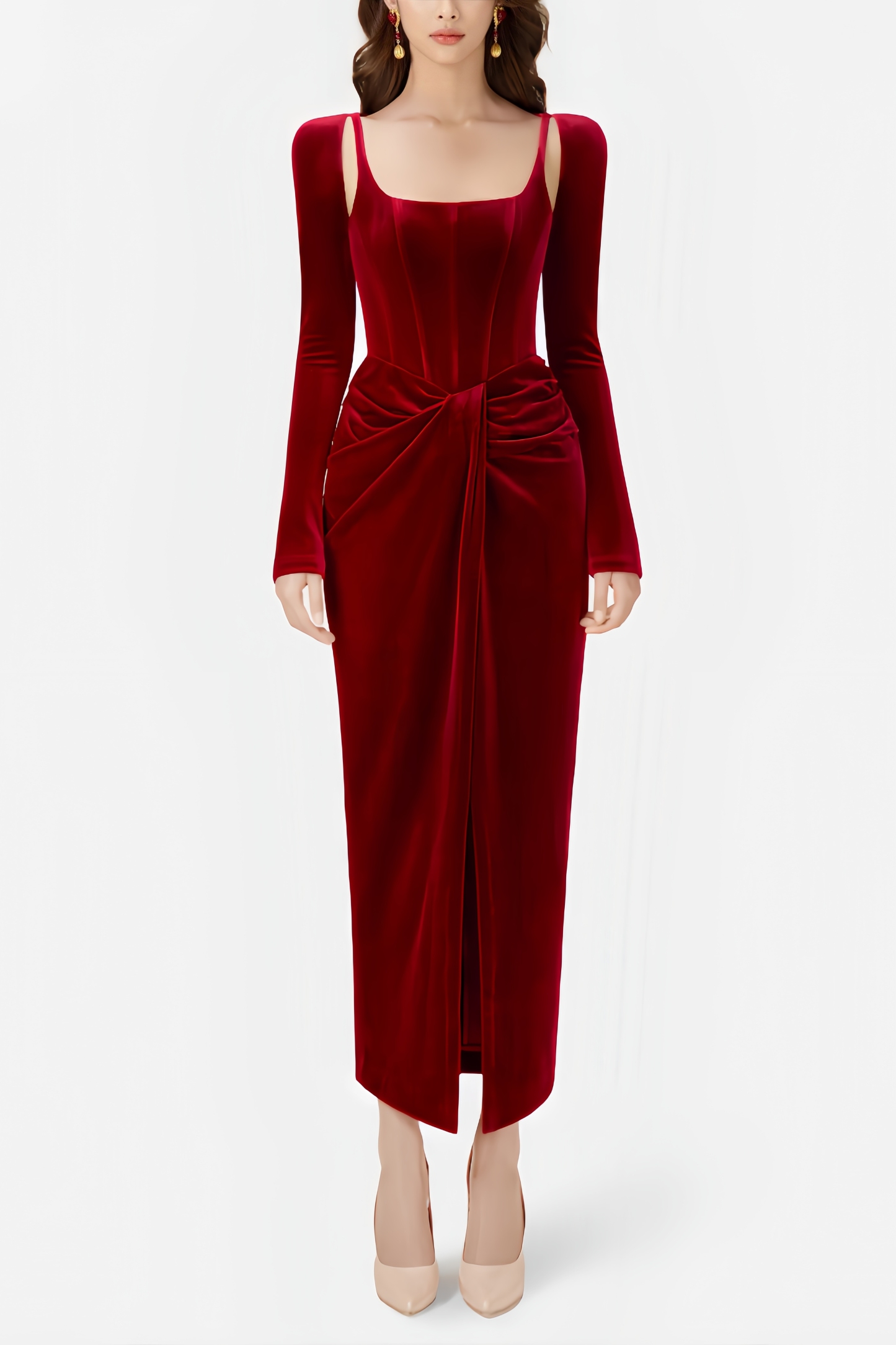 Bardou Pleated and Twisted Ultra Maxi Dress