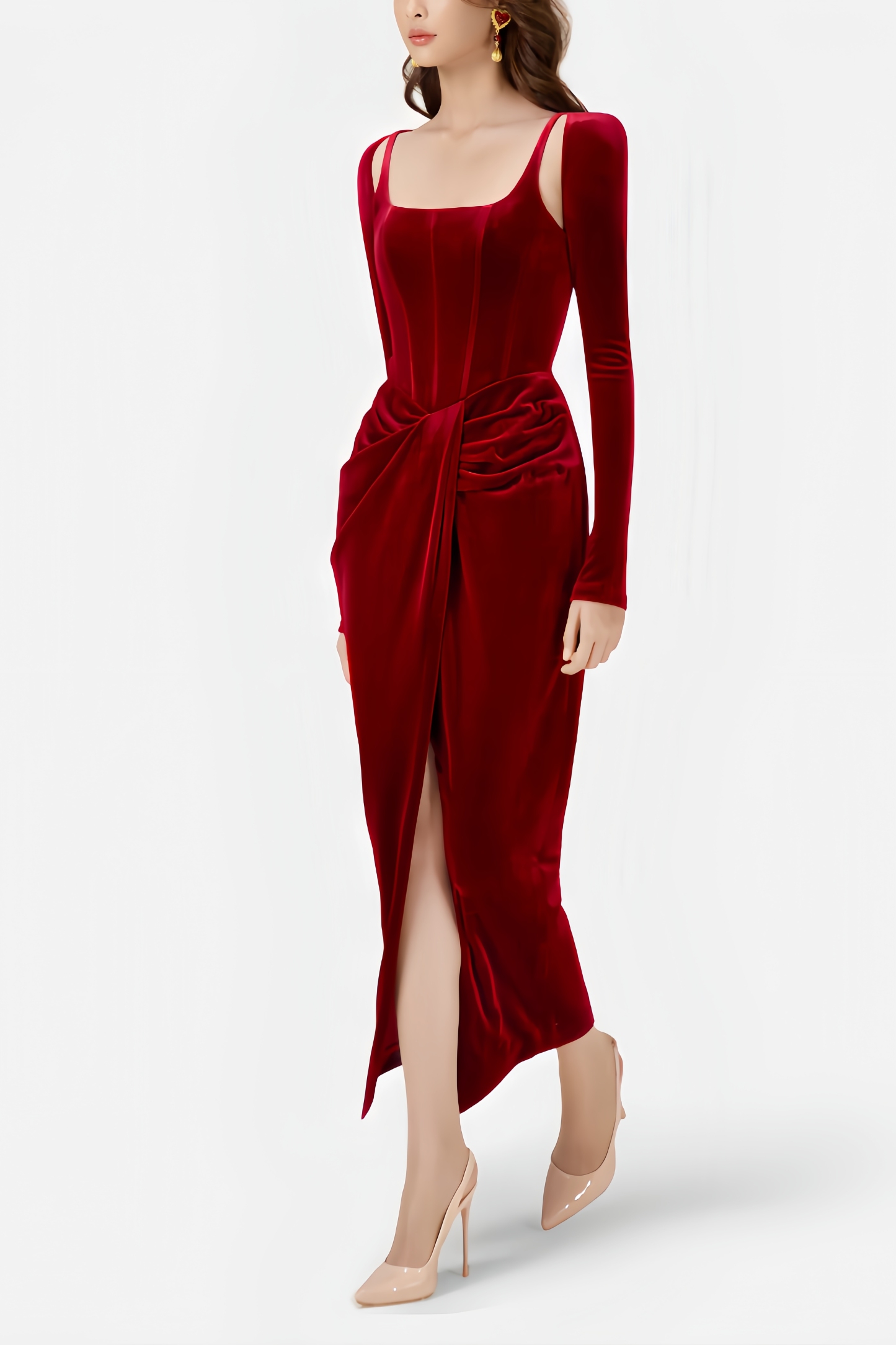Bardou Pleated and Twisted Ultra Maxi Dress