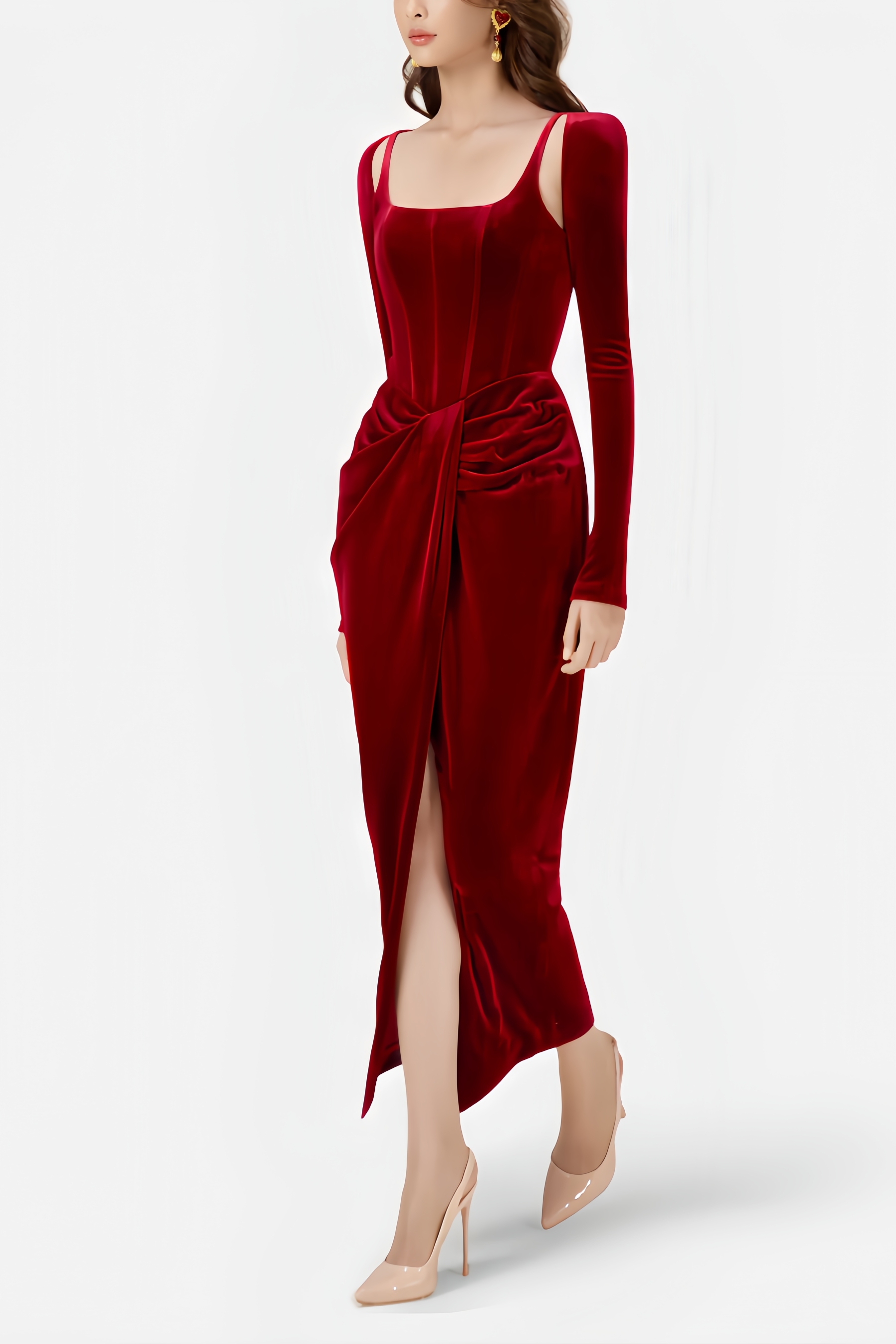 Bardou Pleated and Twisted Ultra Maxi Dress
