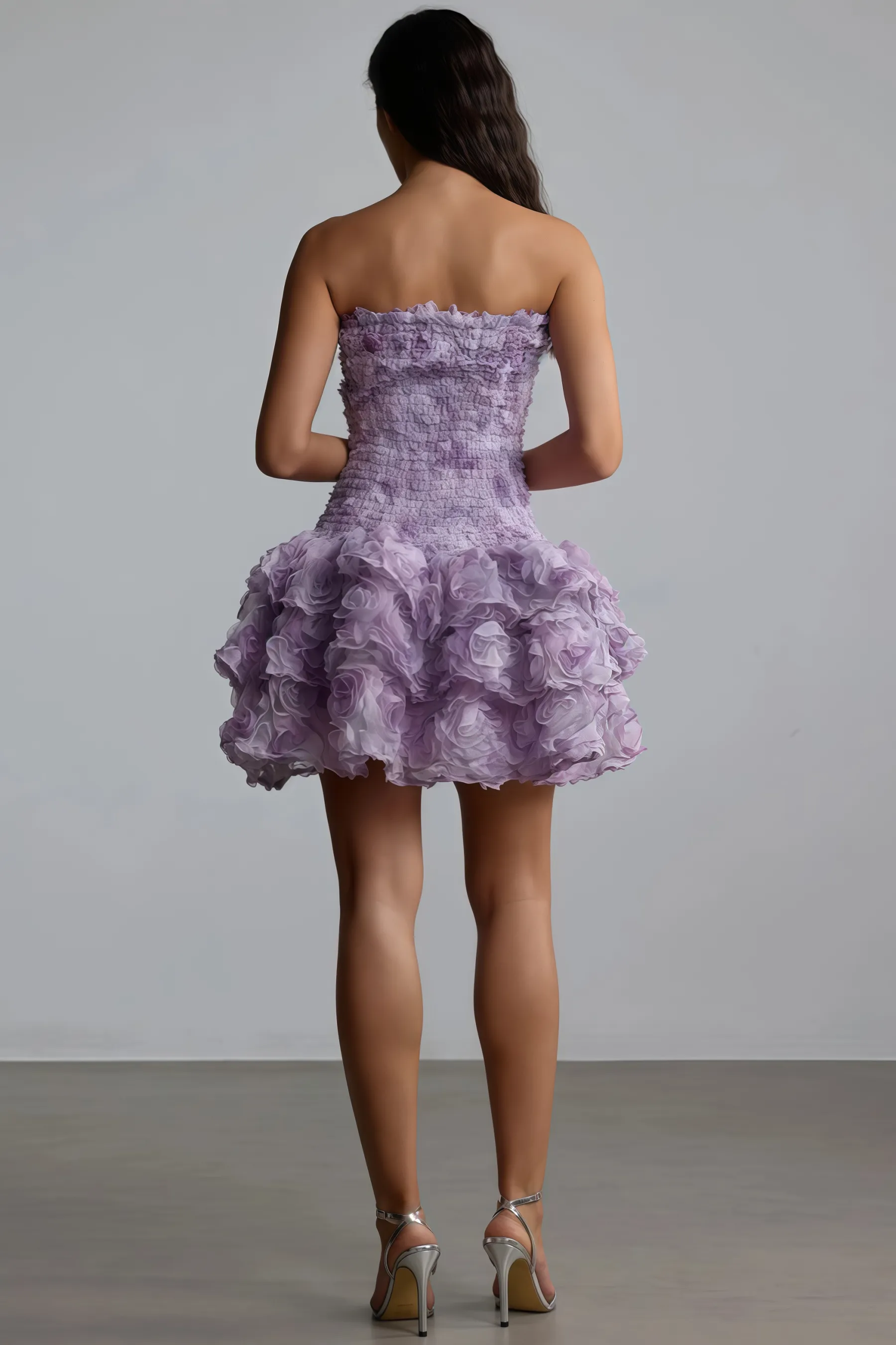Gaiusl Purple Printed Strapless Mini Dress