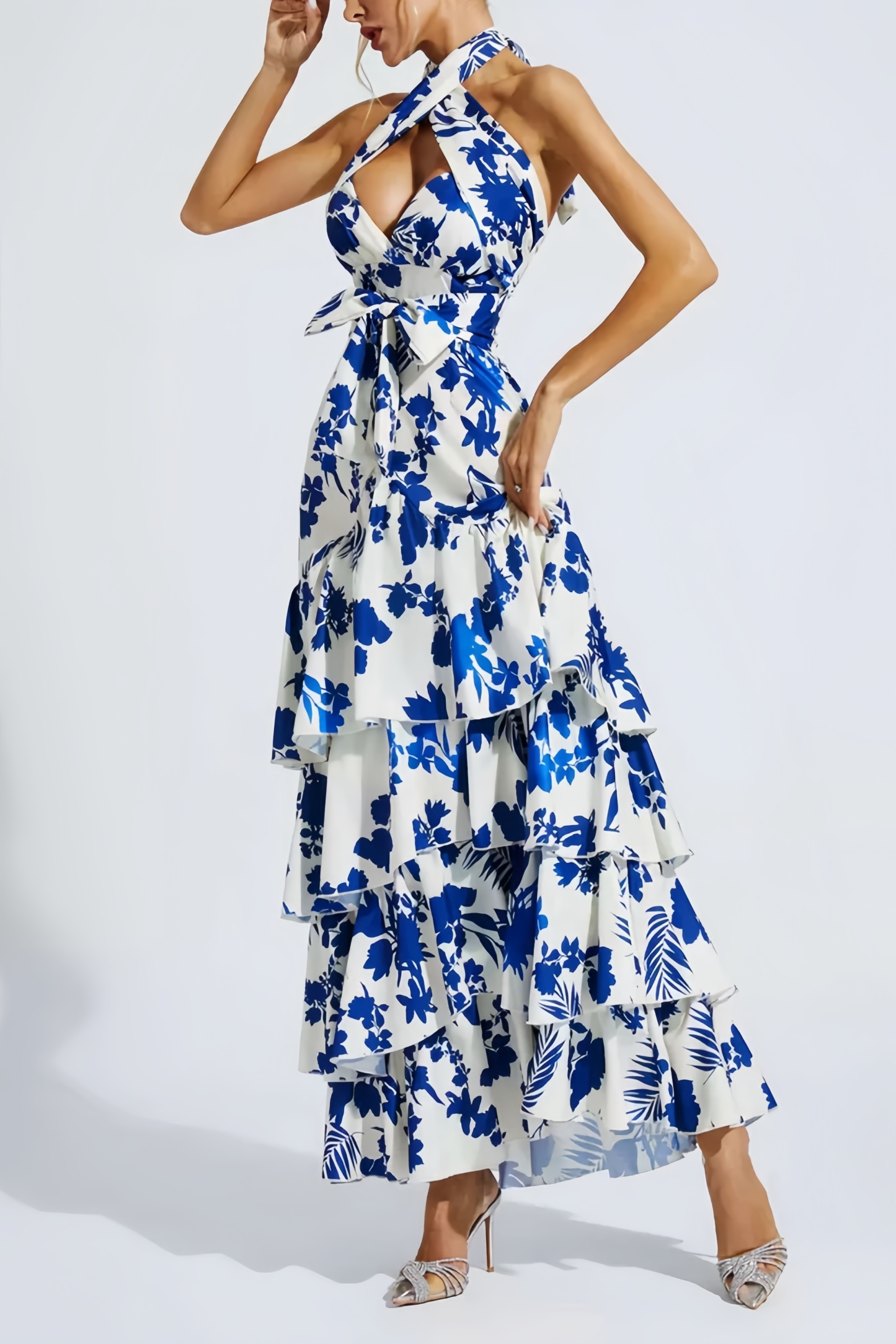 Dera Backless Cutout Printed Maxi Dress