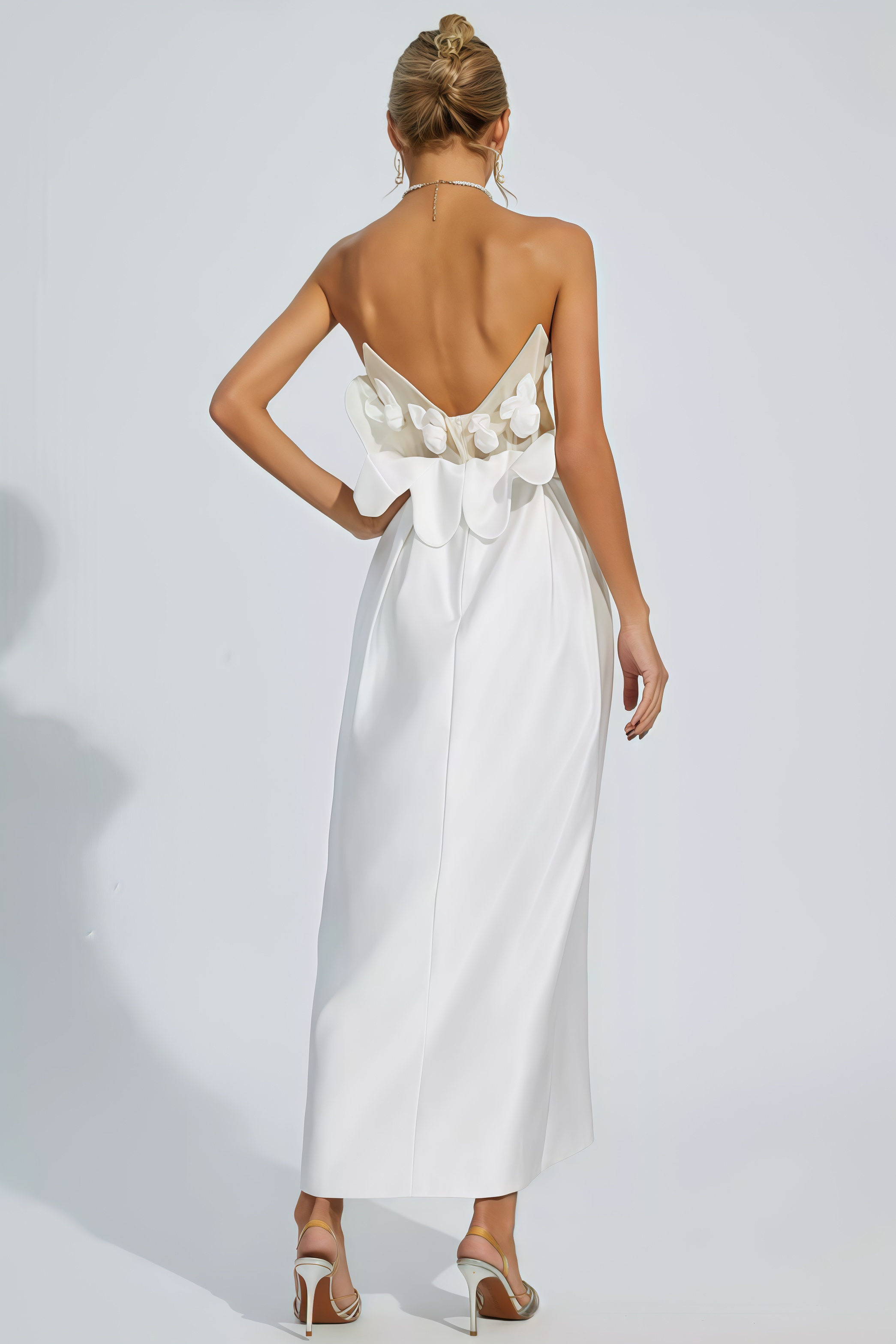 Inga White Off Shoulder Satin Maxi Dress