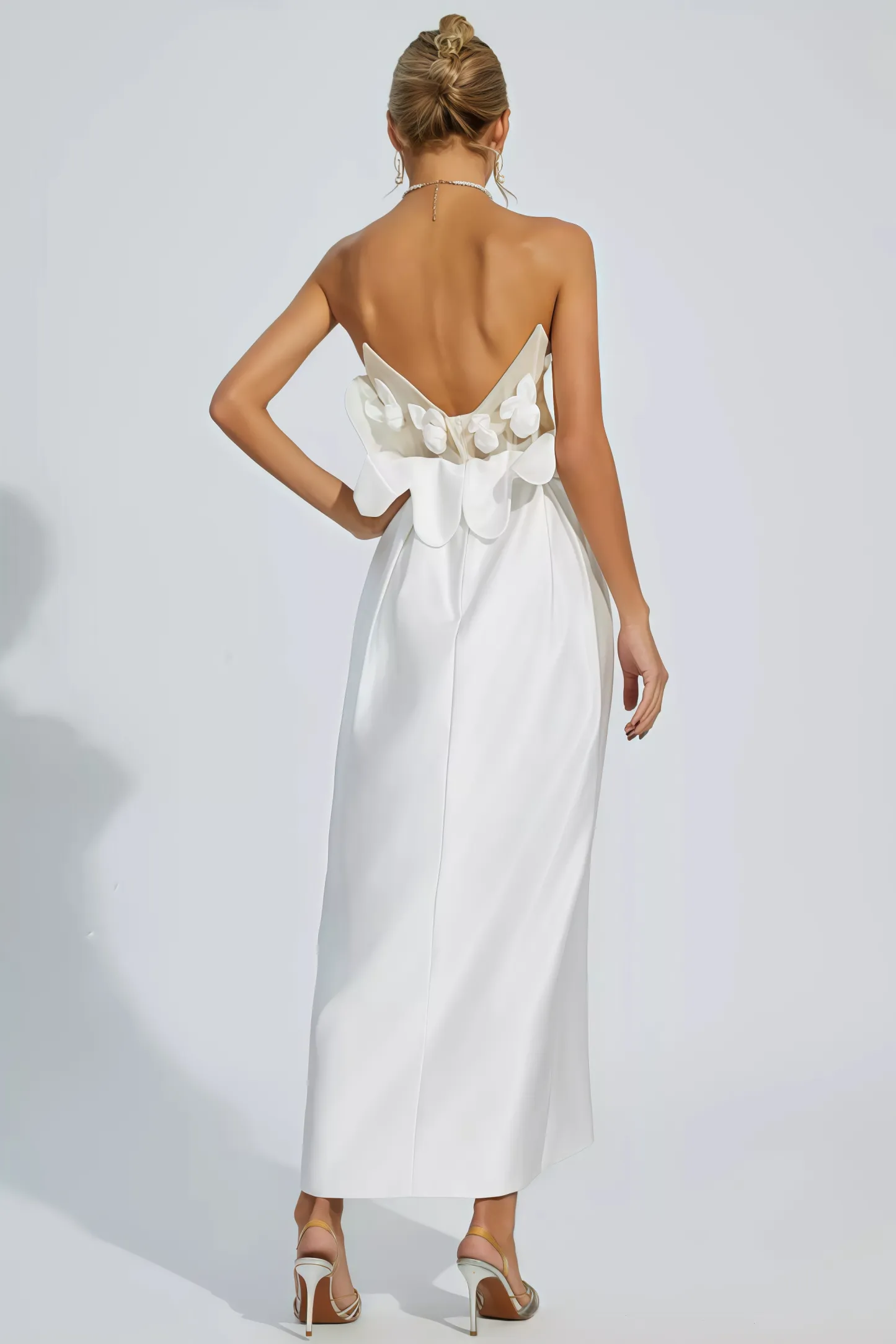 Inga White Off Shoulder Satin Maxi Dress