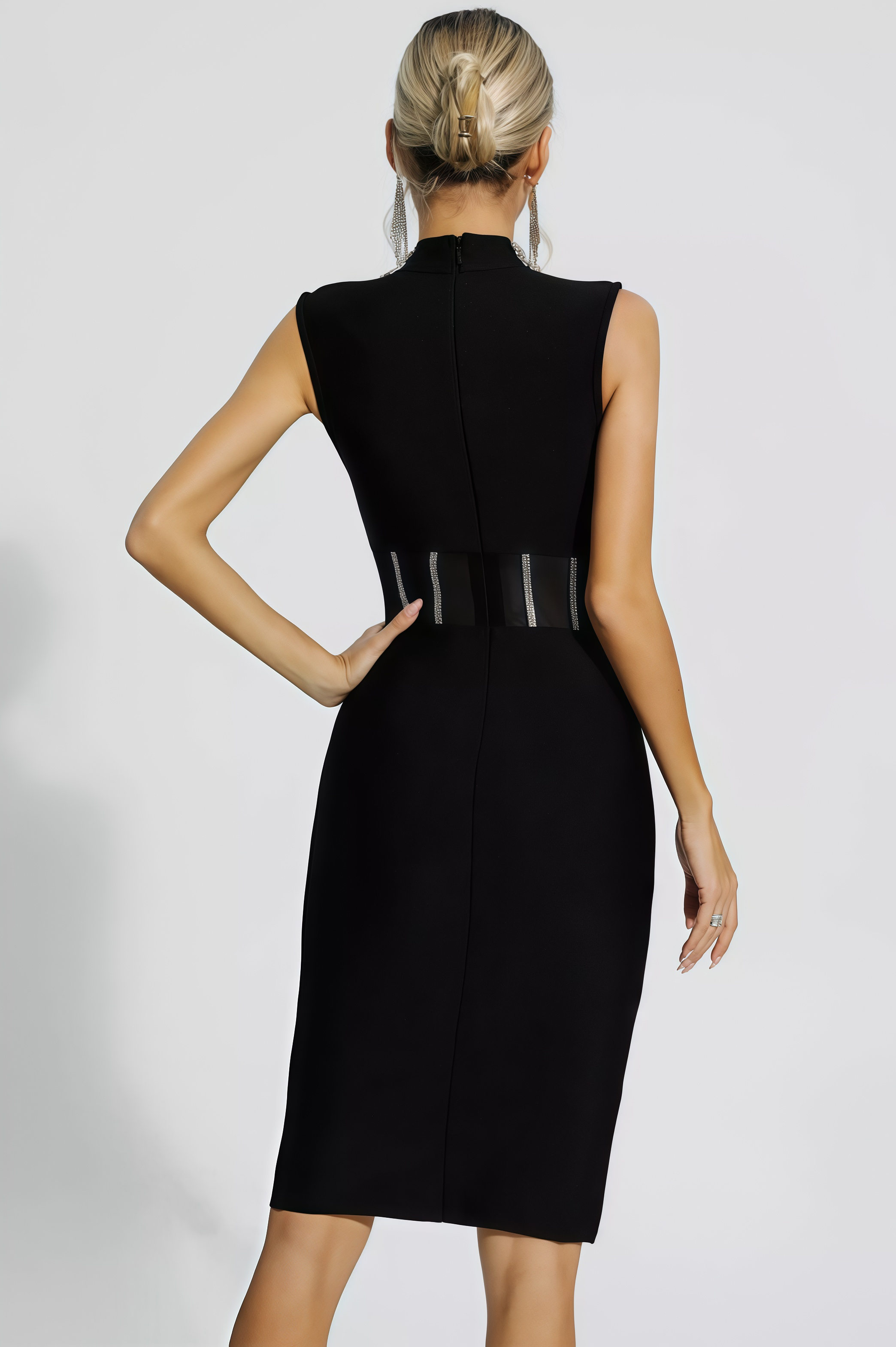 Uma Black Diamond Bandage Midi Dress