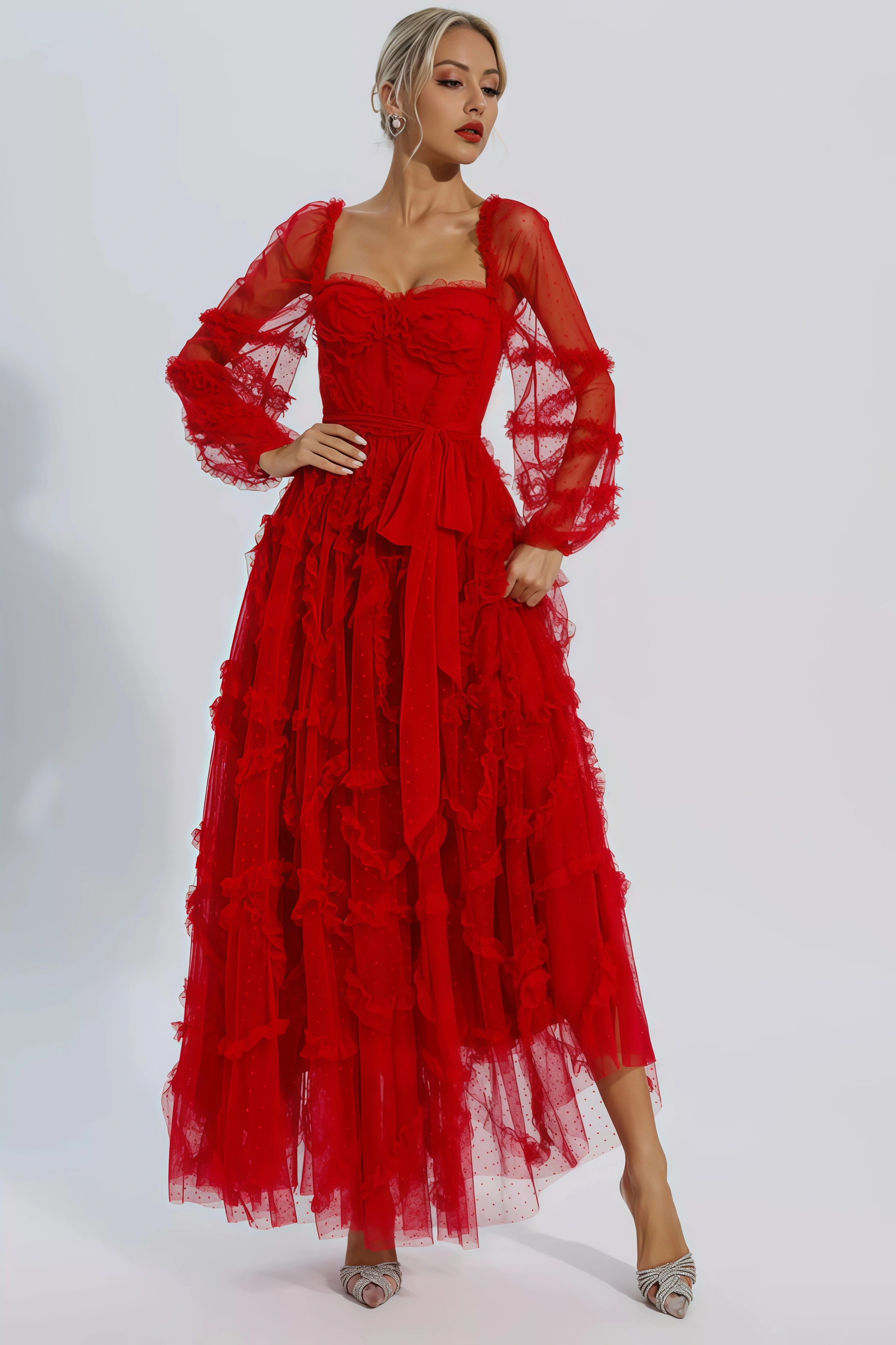 Bali Red Mesh Maxi Dress