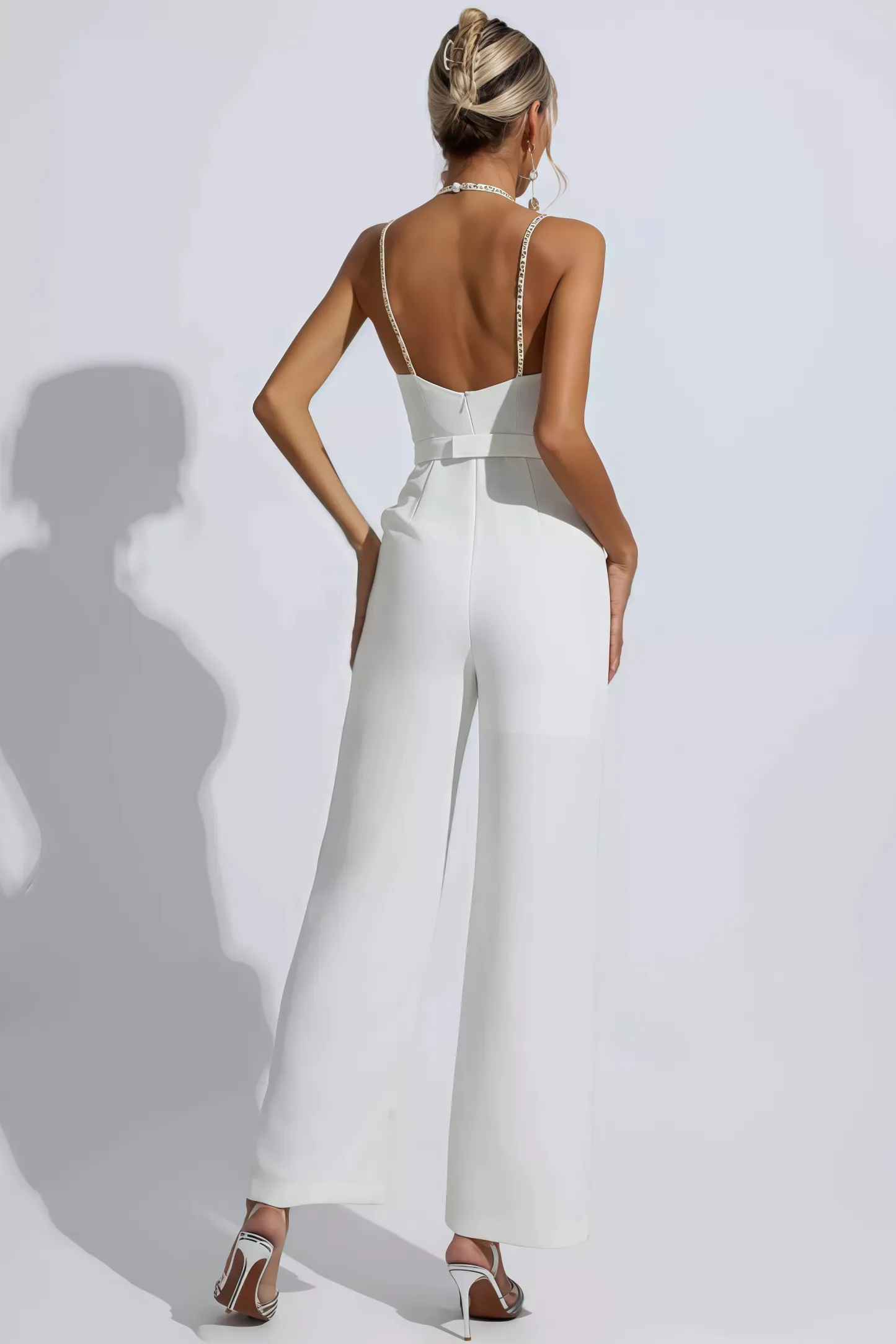 Jorda Beaded Sequin Halter Jumpsuit