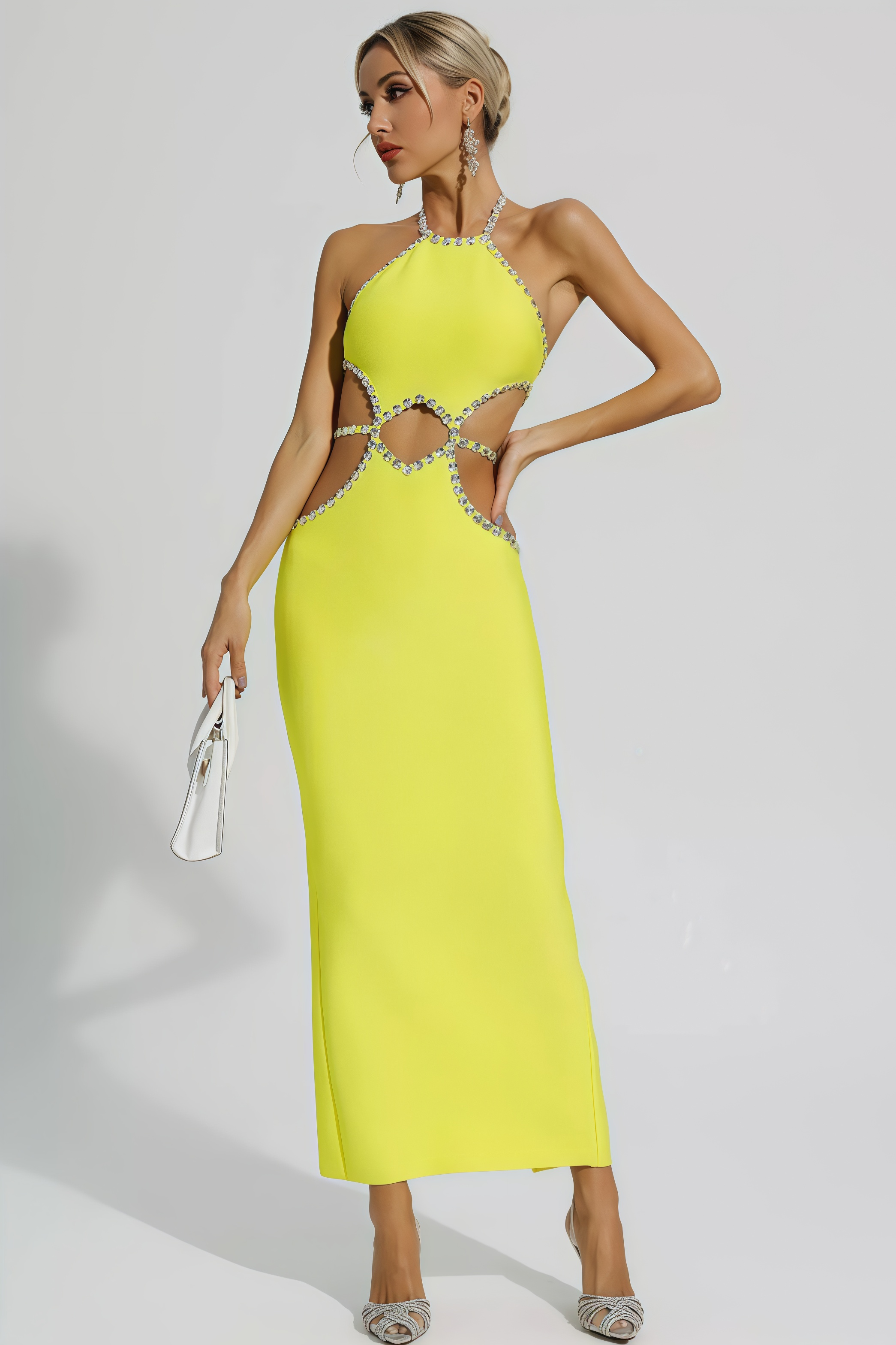 Lucy Yellow Cut Out Bodycon Maxi Dress