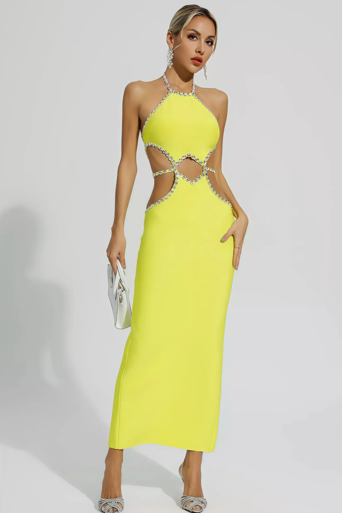 Lucy Yellow Cut Out Bodycon Maxi Dress
