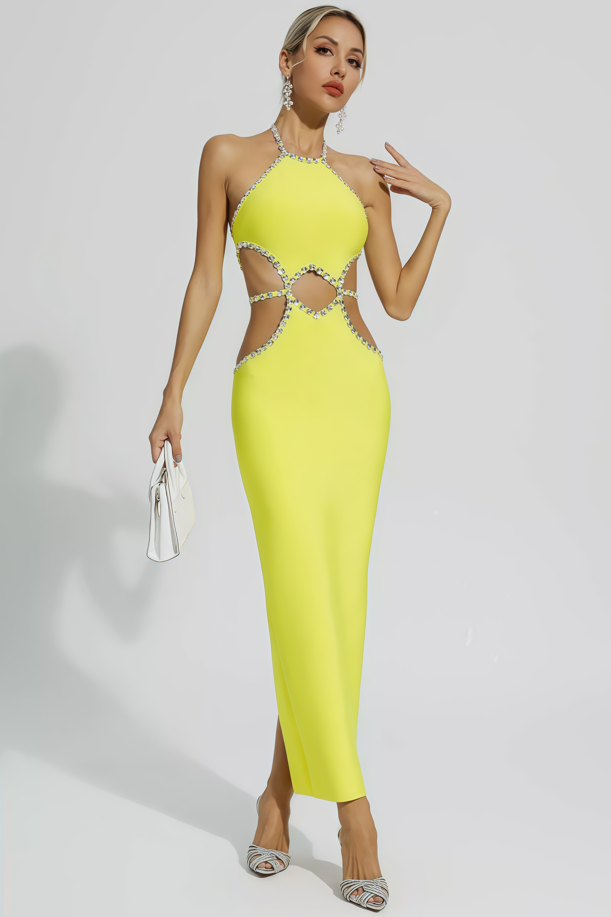 Lucy Yellow Cut Out Bodycon Maxi Dress