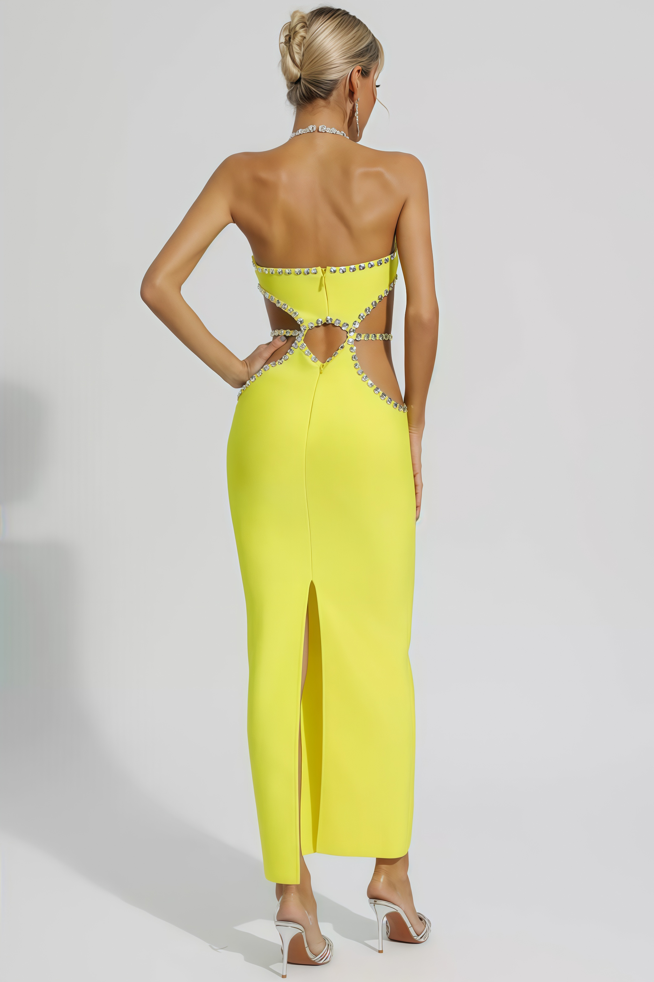 Lucy Yellow Cut Out Bodycon Maxi Dress