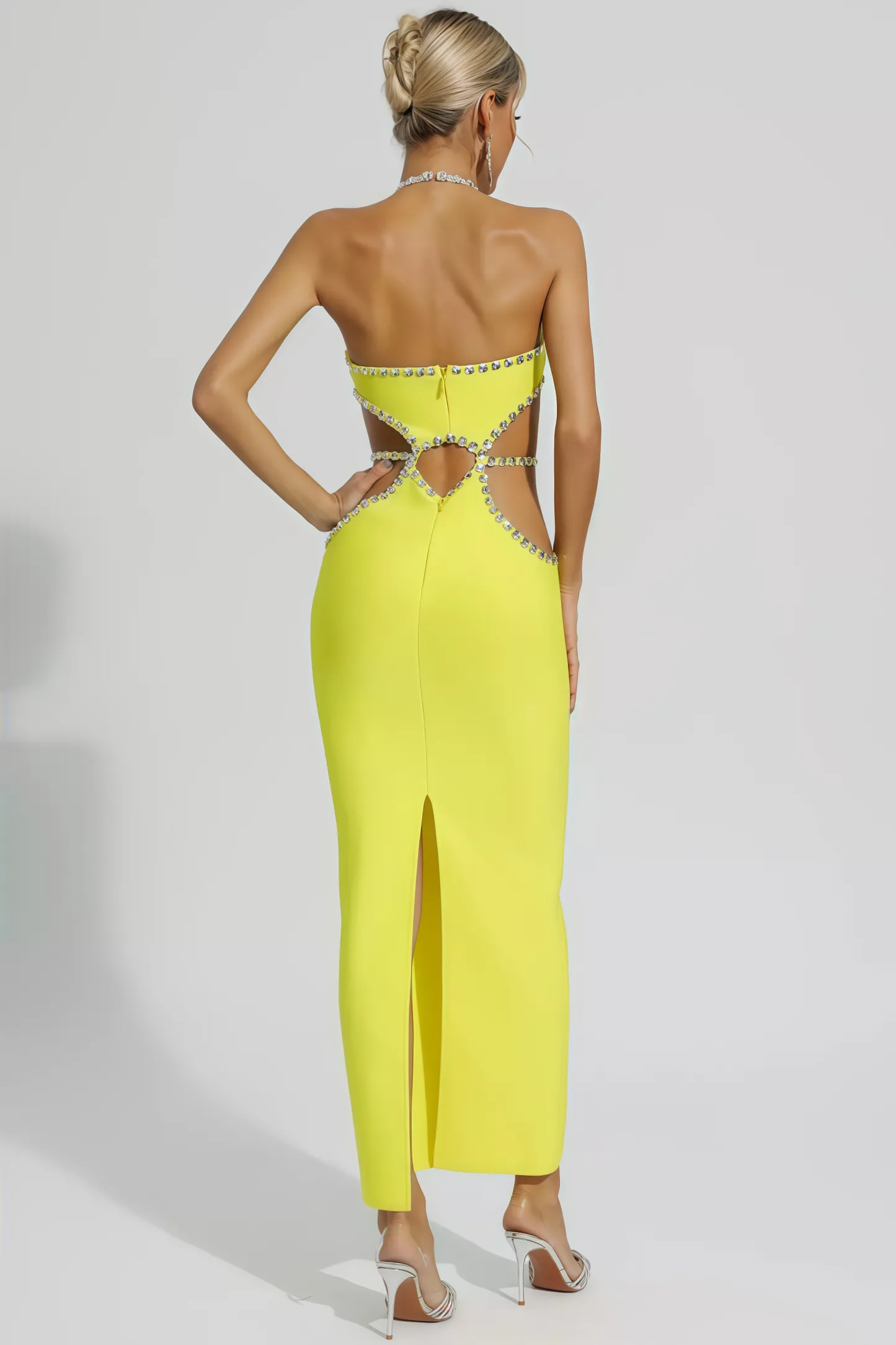 Lucy Yellow Cut Out Bodycon Maxi Dress