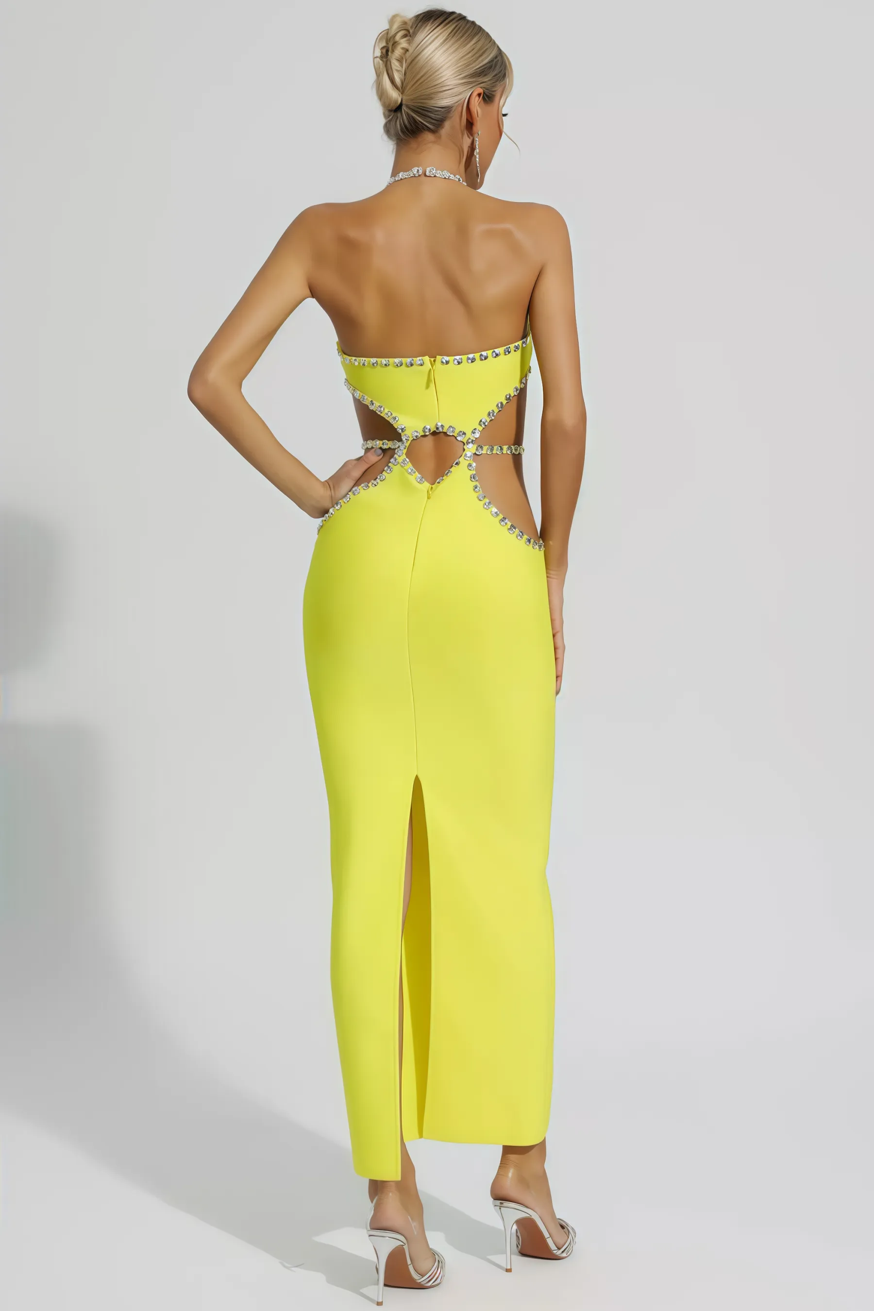 Lucy Yellow Cut Out Bodycon Maxi Dress