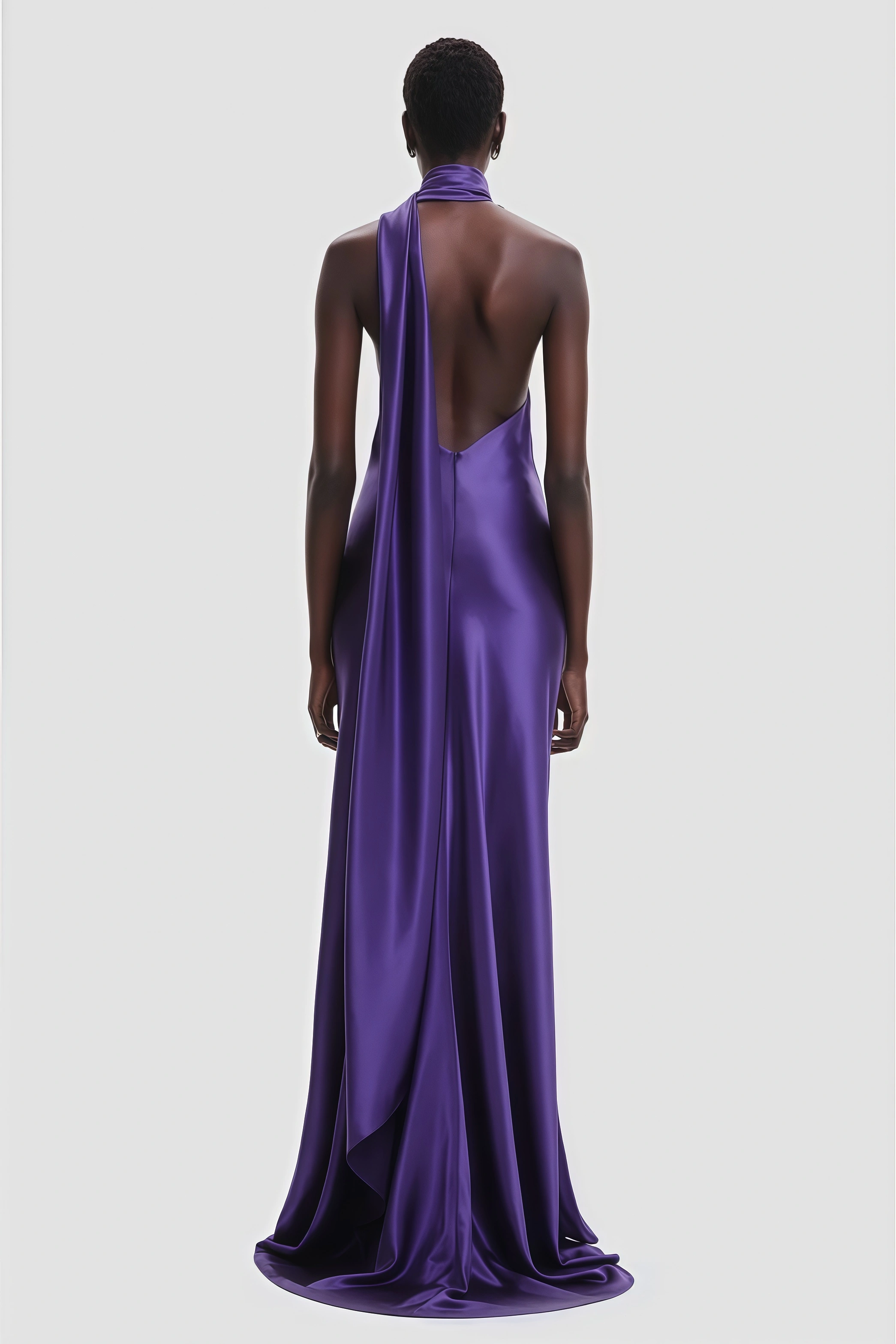 Valentina Halter Floral Maxi Satin Dress