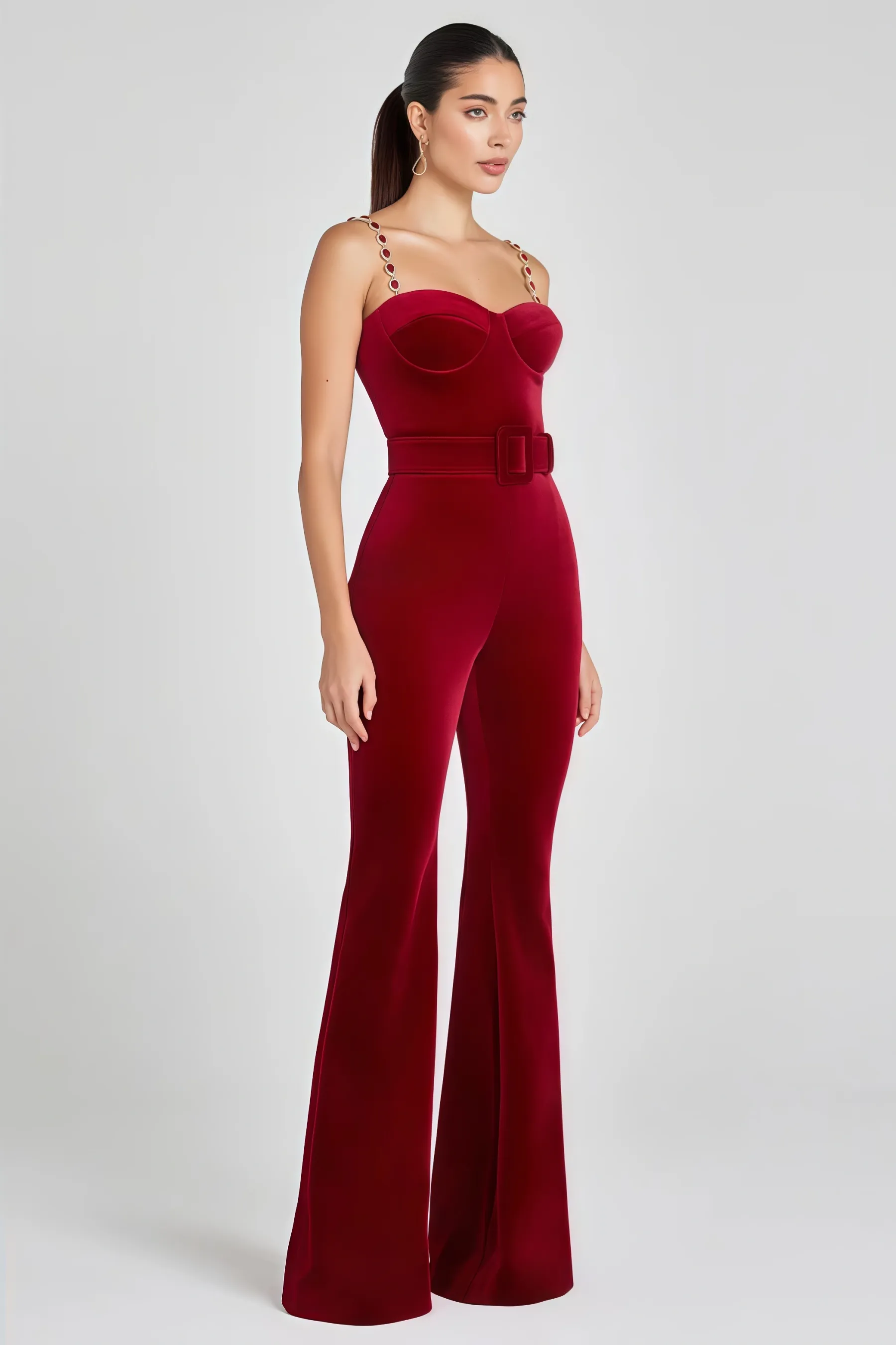 Spak Red Sleeveless Jumpsuit