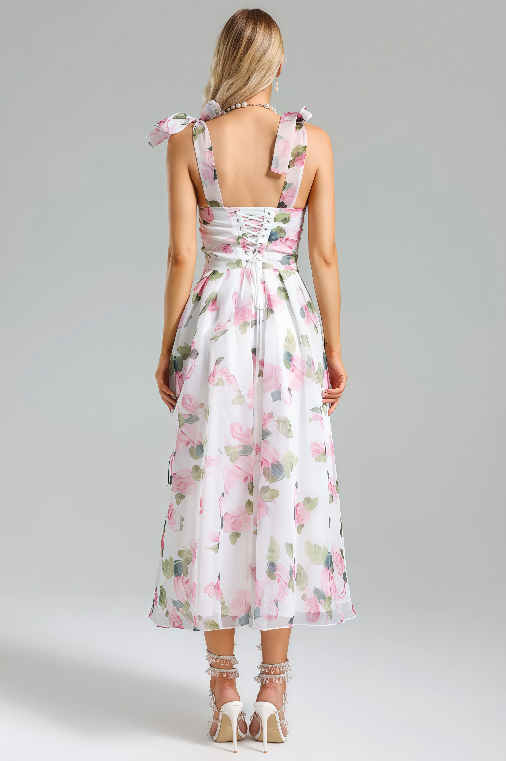 Lyric Printed Strap Midi Dress
